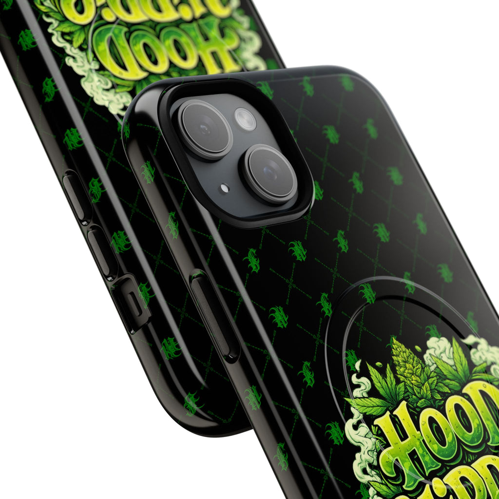 Phone Case — 'Hood Hippie' Magnetic Tough Case with Green Cannabis Design