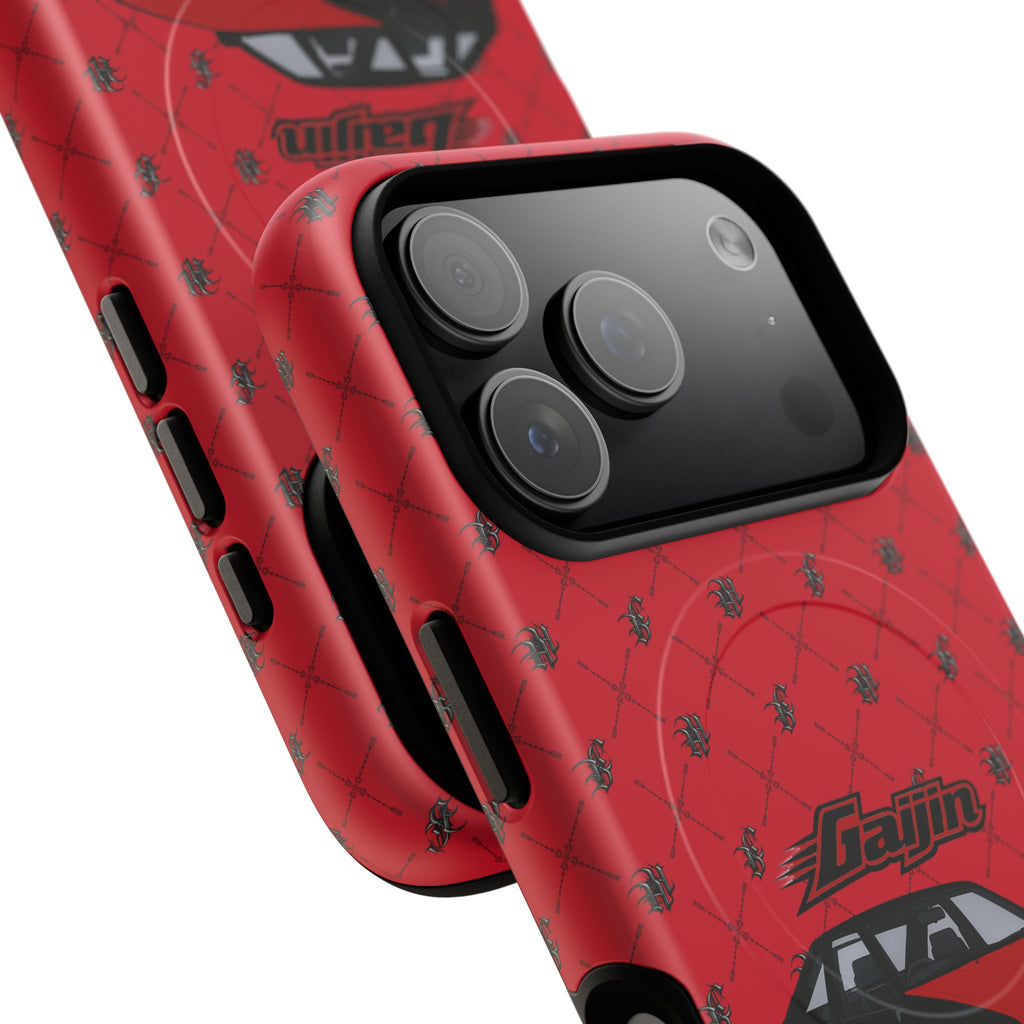 Red JDM Drift Car Magnetic Phone Case — 'Gaijin' Retro Racing Design