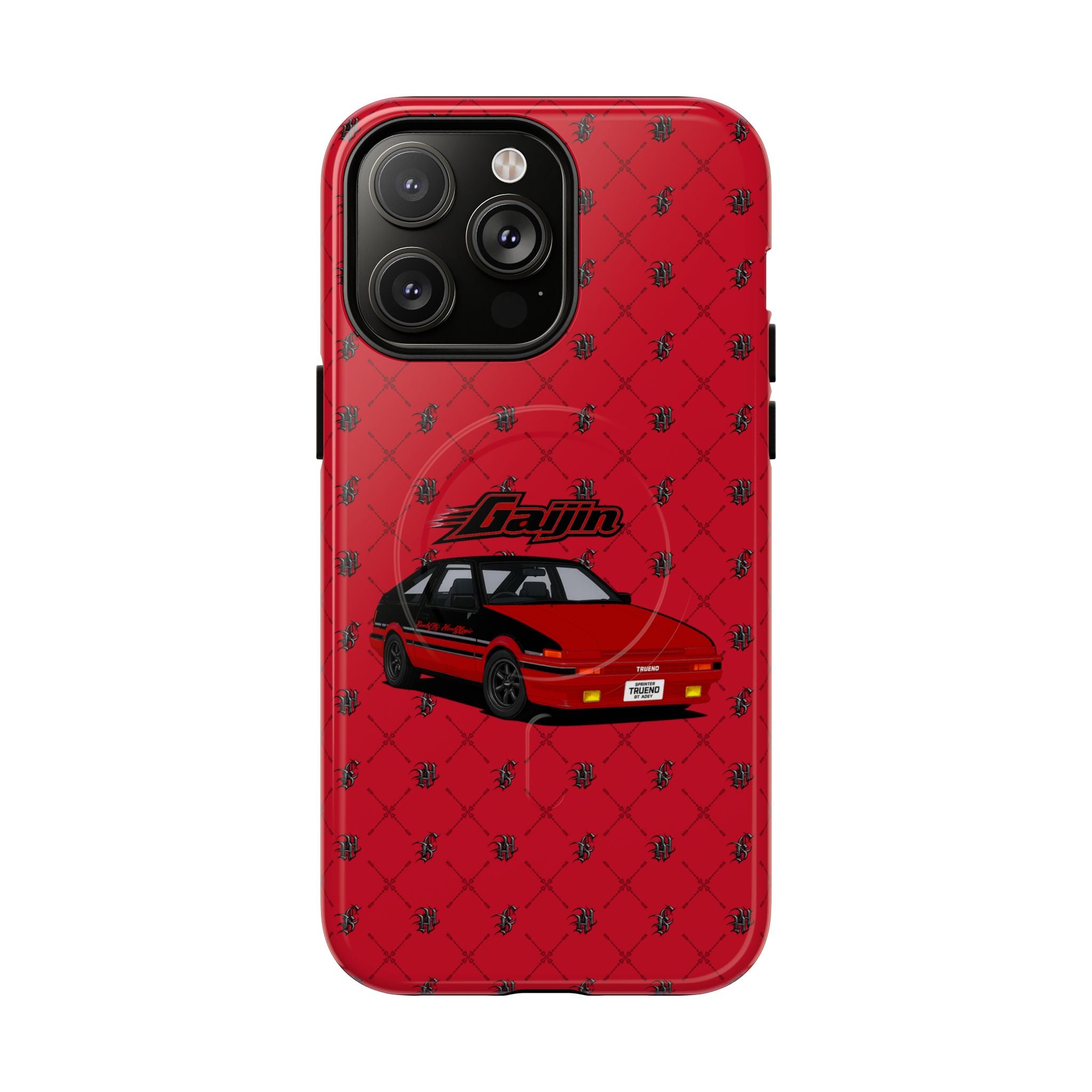 Red Retro Drift Car Tough Magnetic Phone Case — "Gajin" Graphic