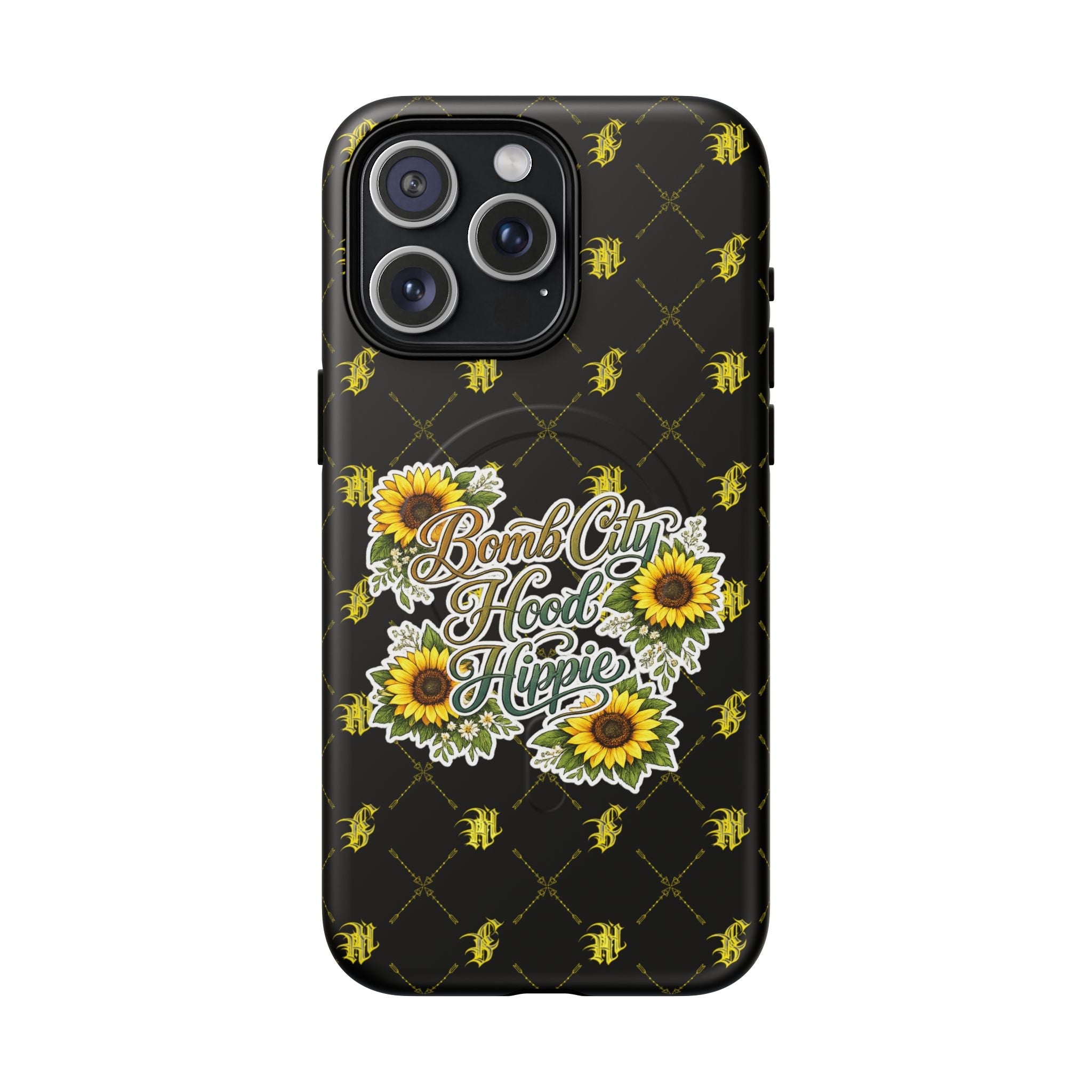Tough Magnetic Phone Case — "Bomb City Hood Hippie" Sunflower Protective Cover