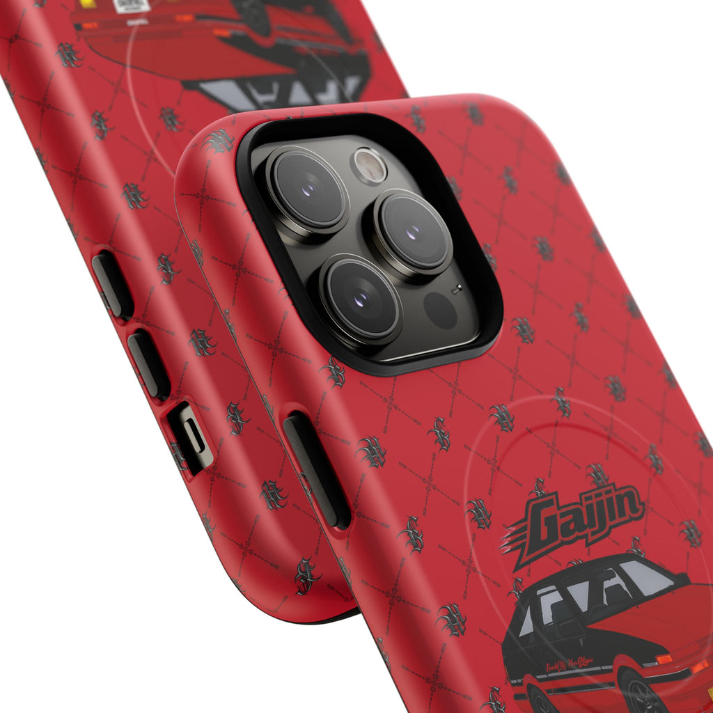 Red Retro Drift Car Tough Magnetic Phone Case — "Gajin" Graphic