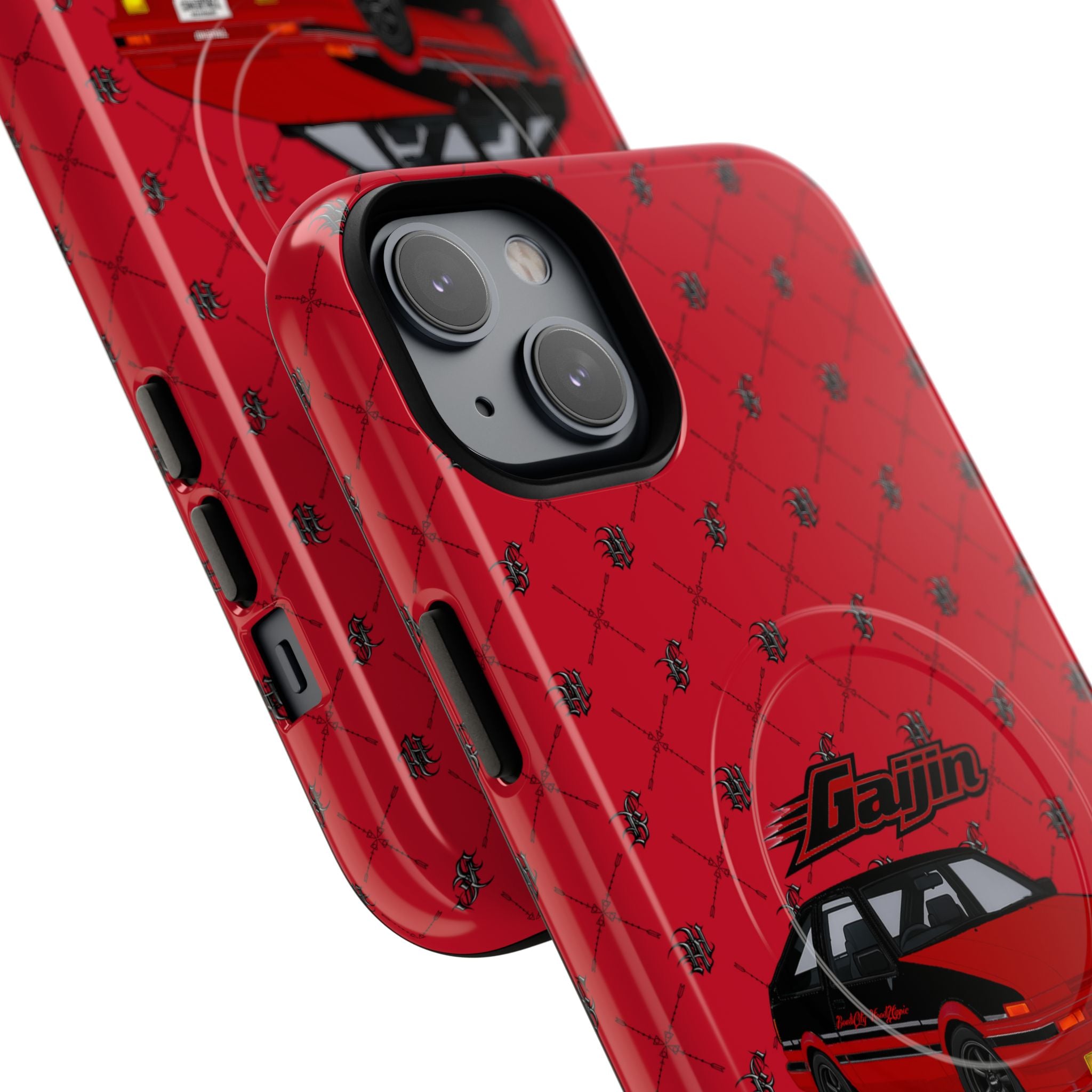 Red Retro Drift Car Tough Magnetic Phone Case — "Gajin" Graphic