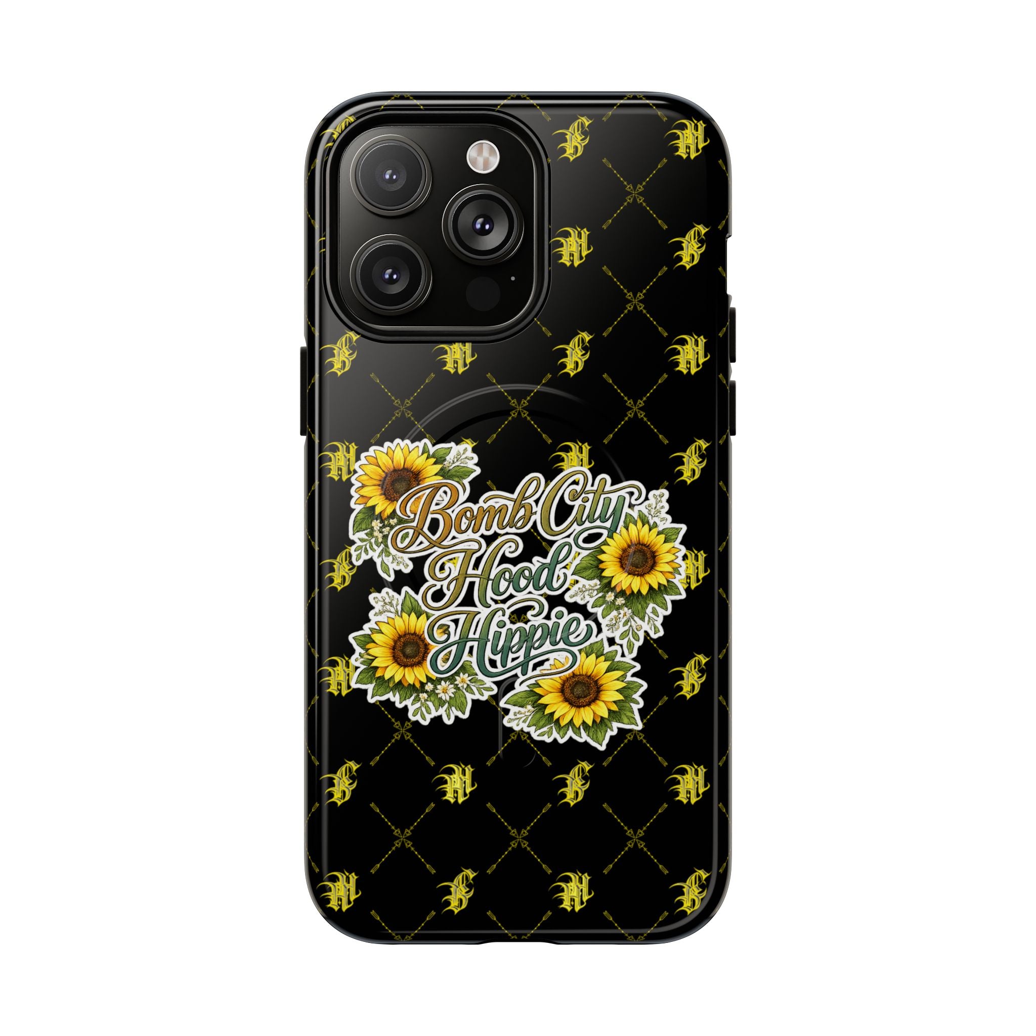 Tough Magnetic Phone Case — "Bomb City Hood Hippie" Sunflower Protective Cover