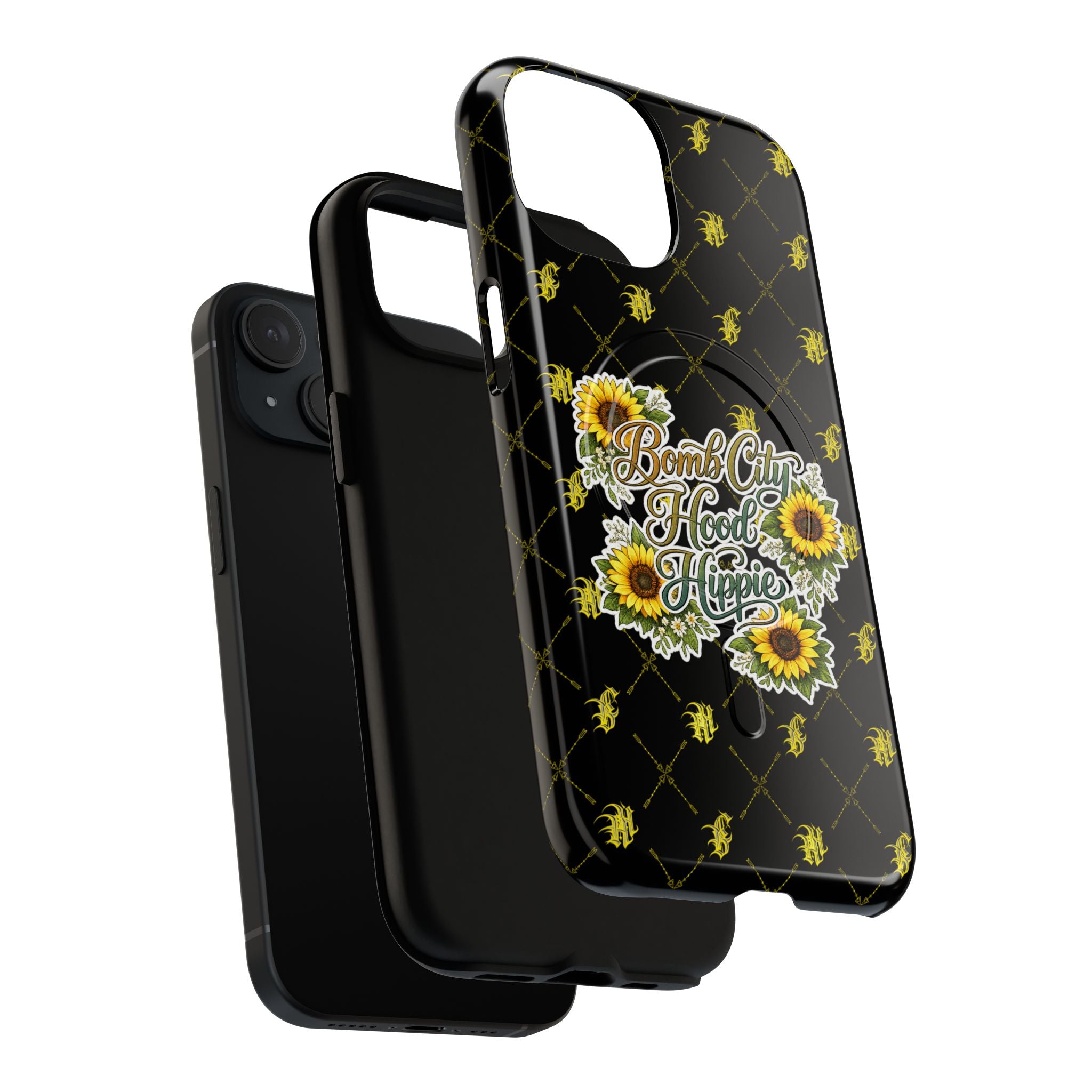 Tough Magnetic Phone Case — "Bomb City Hood Hippie" Sunflower Protective Cover