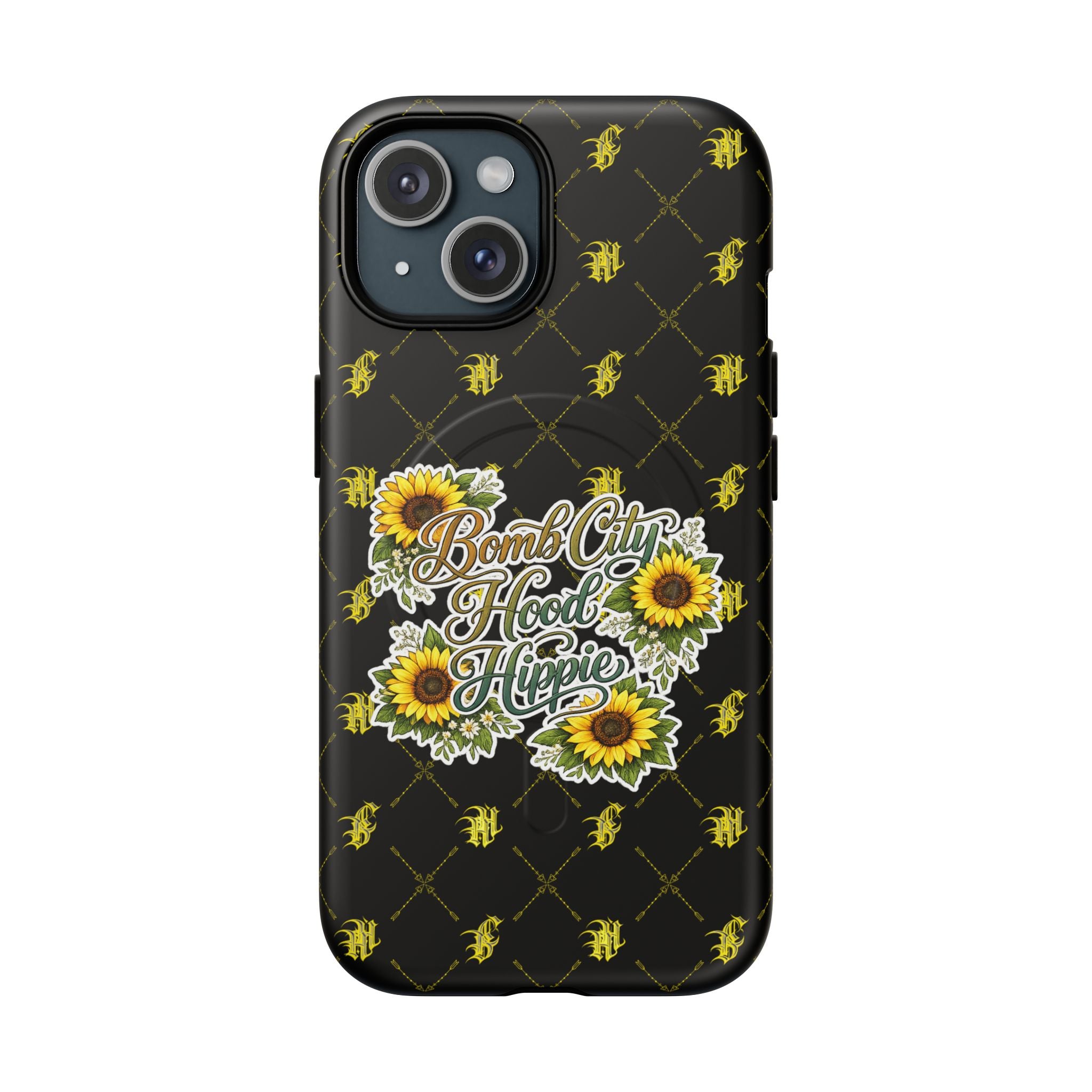 Tough Magnetic Phone Case — "Bomb City Hood Hippie" Sunflower Protective Cover