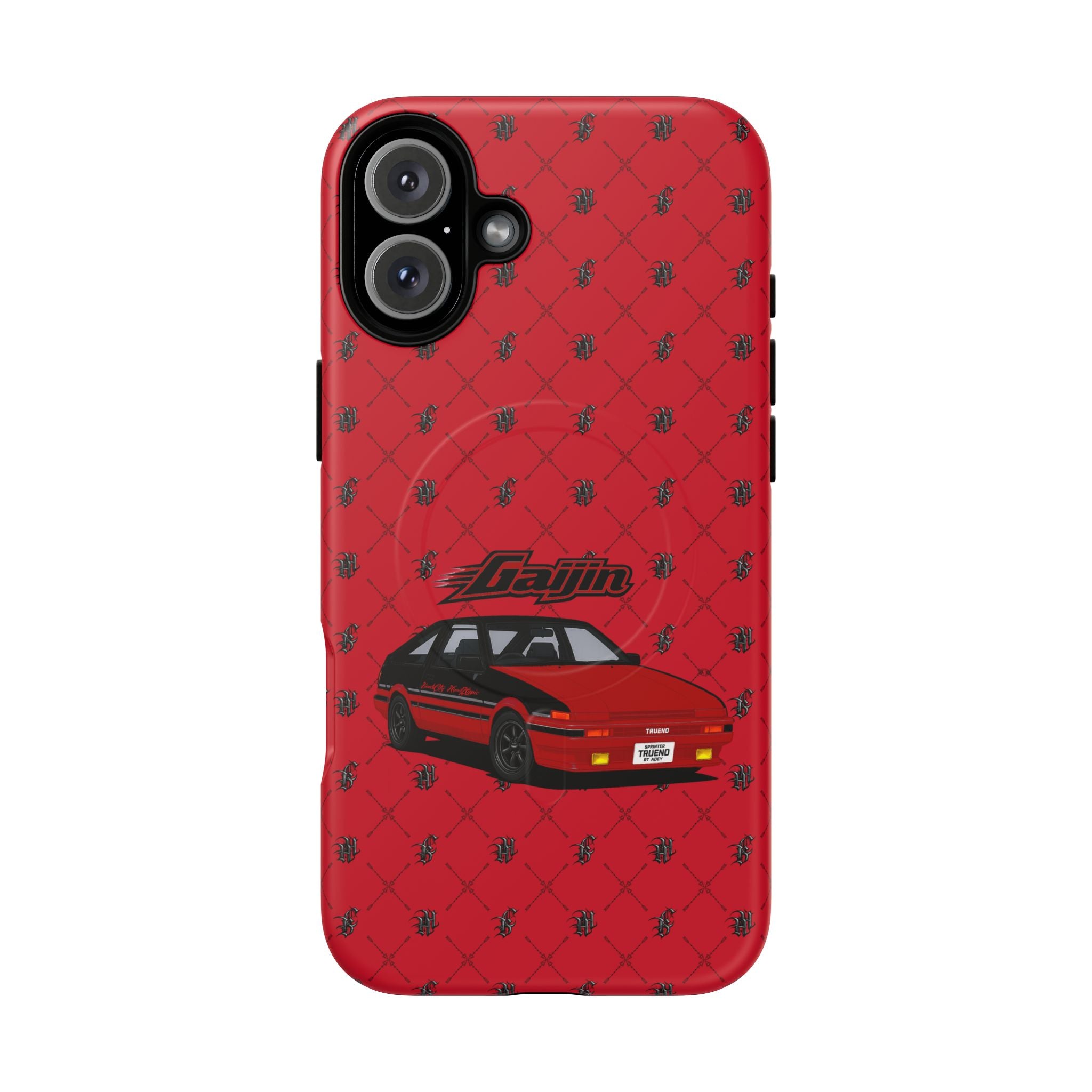 Red JDM Drift Car Magnetic Phone Case — 'Gaijin' Retro Racing Design