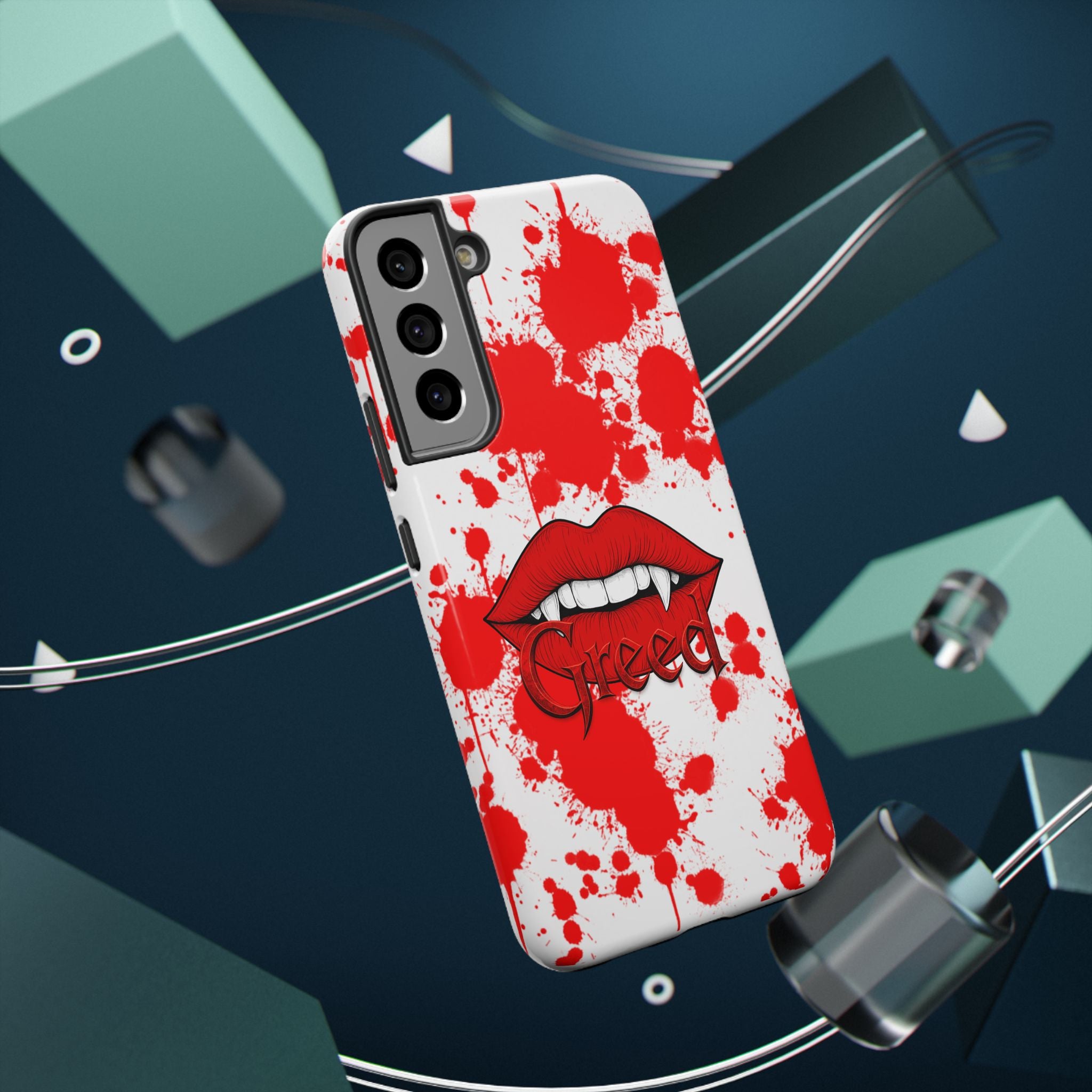 Vampire Lips Phone Case — Red Blood Splatter Impact-Resistant Case