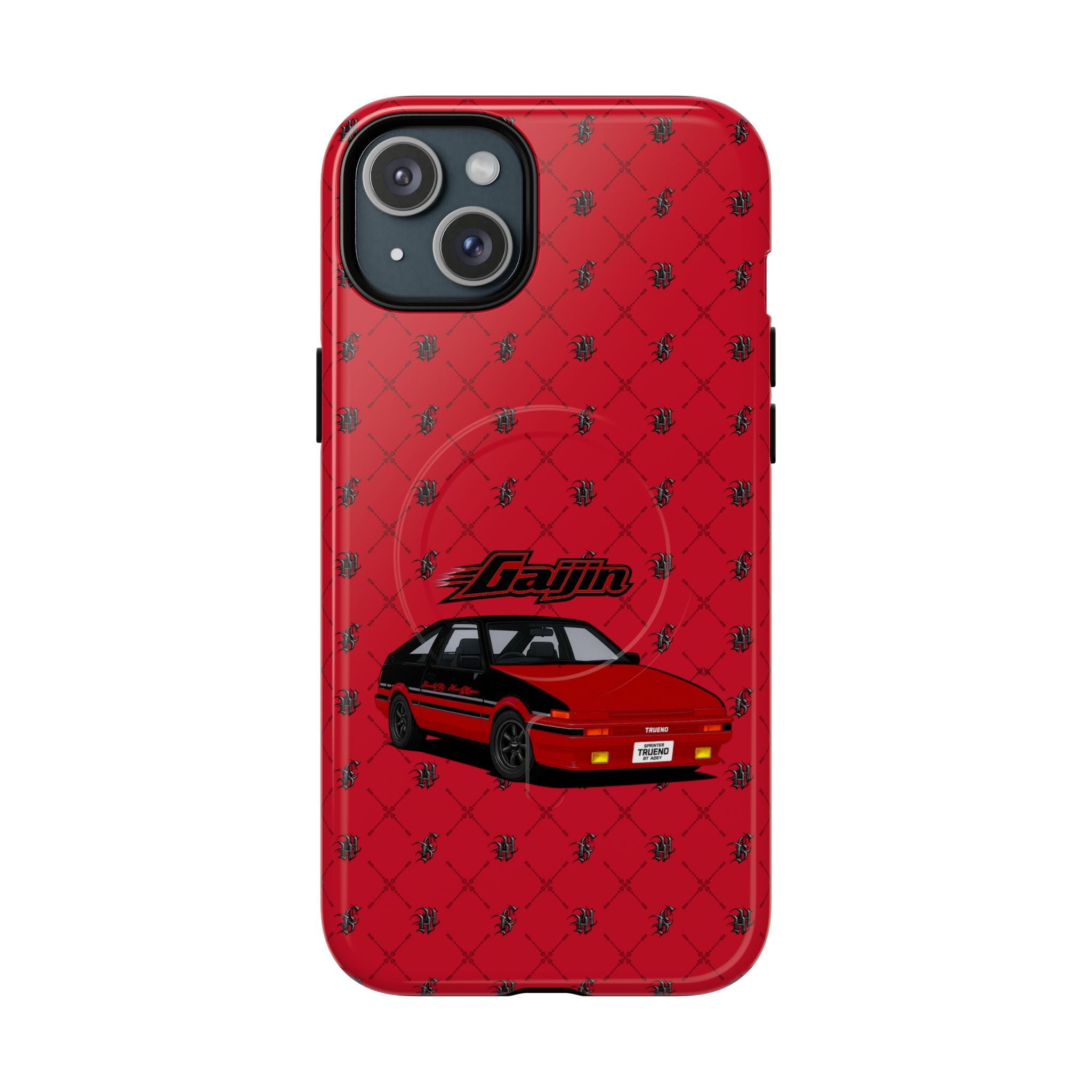 Red JDM Drift Car Magnetic Phone Case — 'Gaijin' Retro Racing Design