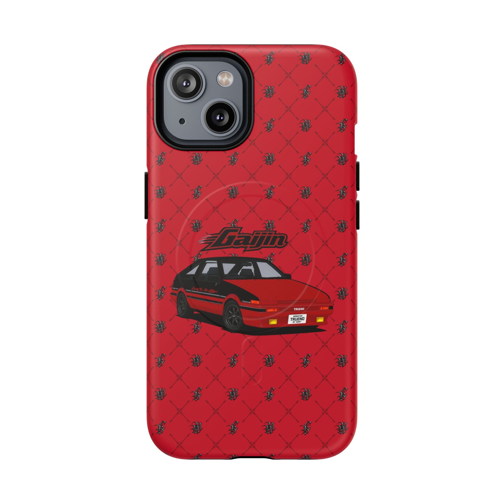 Red Retro Drift Car Tough Magnetic Phone Case — "Gajin" Graphic