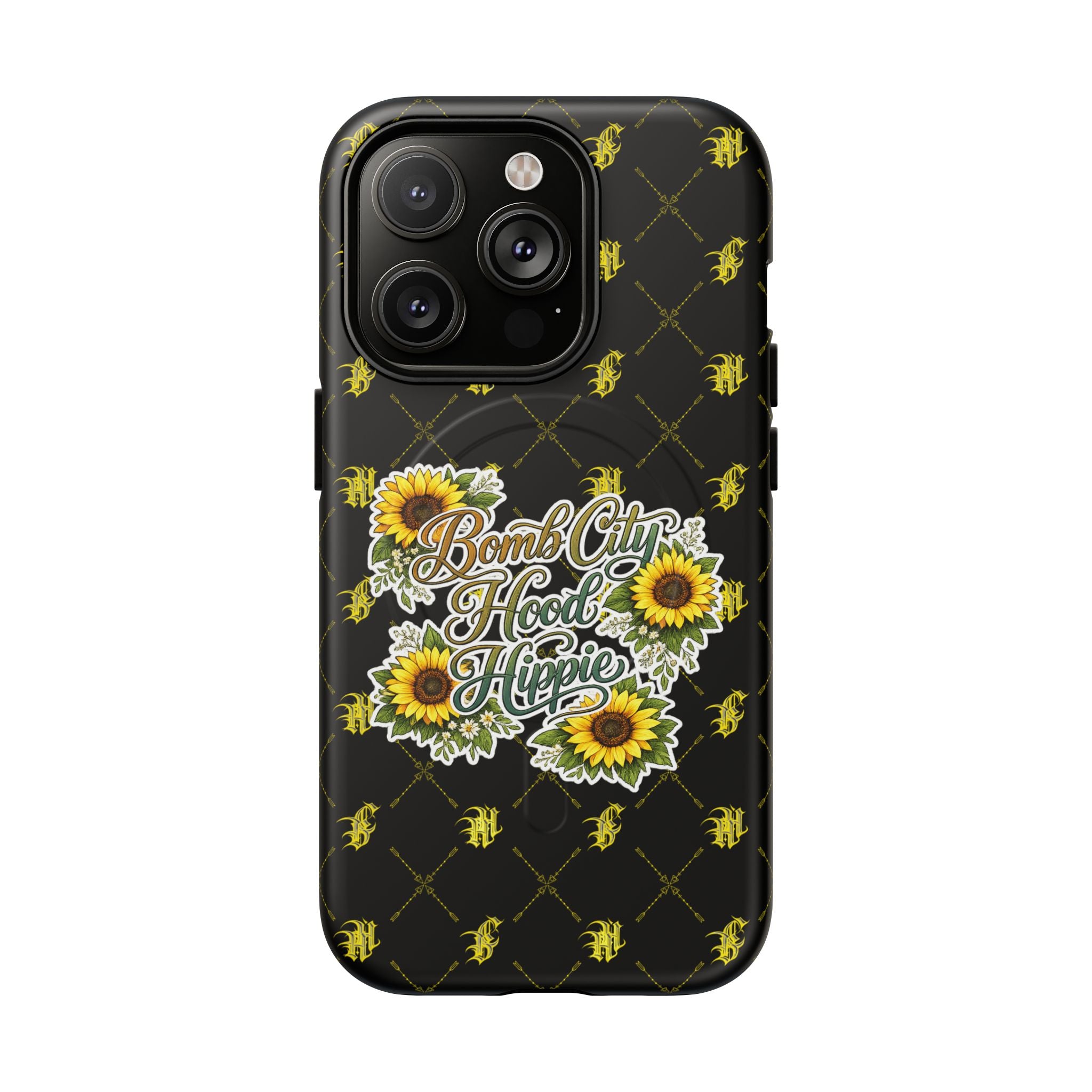 Tough Magnetic Phone Case — "Bomb City Hood Hippie" Sunflower Protective Cover