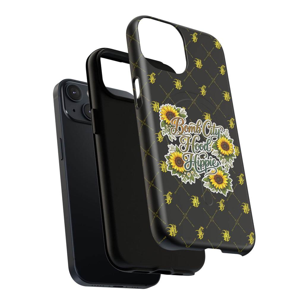 Tough Magnetic Phone Case — "Bomb City Hood Hippie" Sunflower Protective Cover