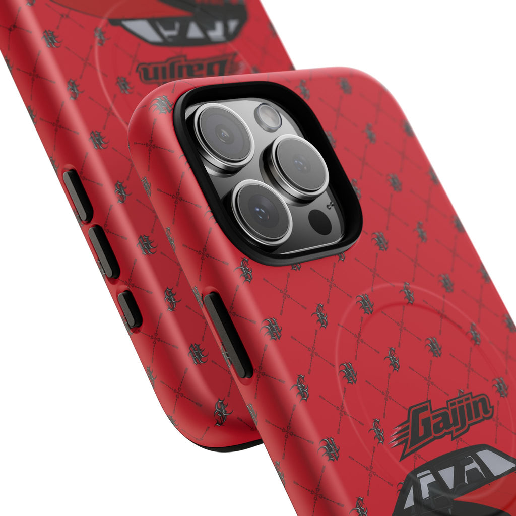 Red JDM Drift Car Magnetic Phone Case — 'Gaijin' Retro Racing Design