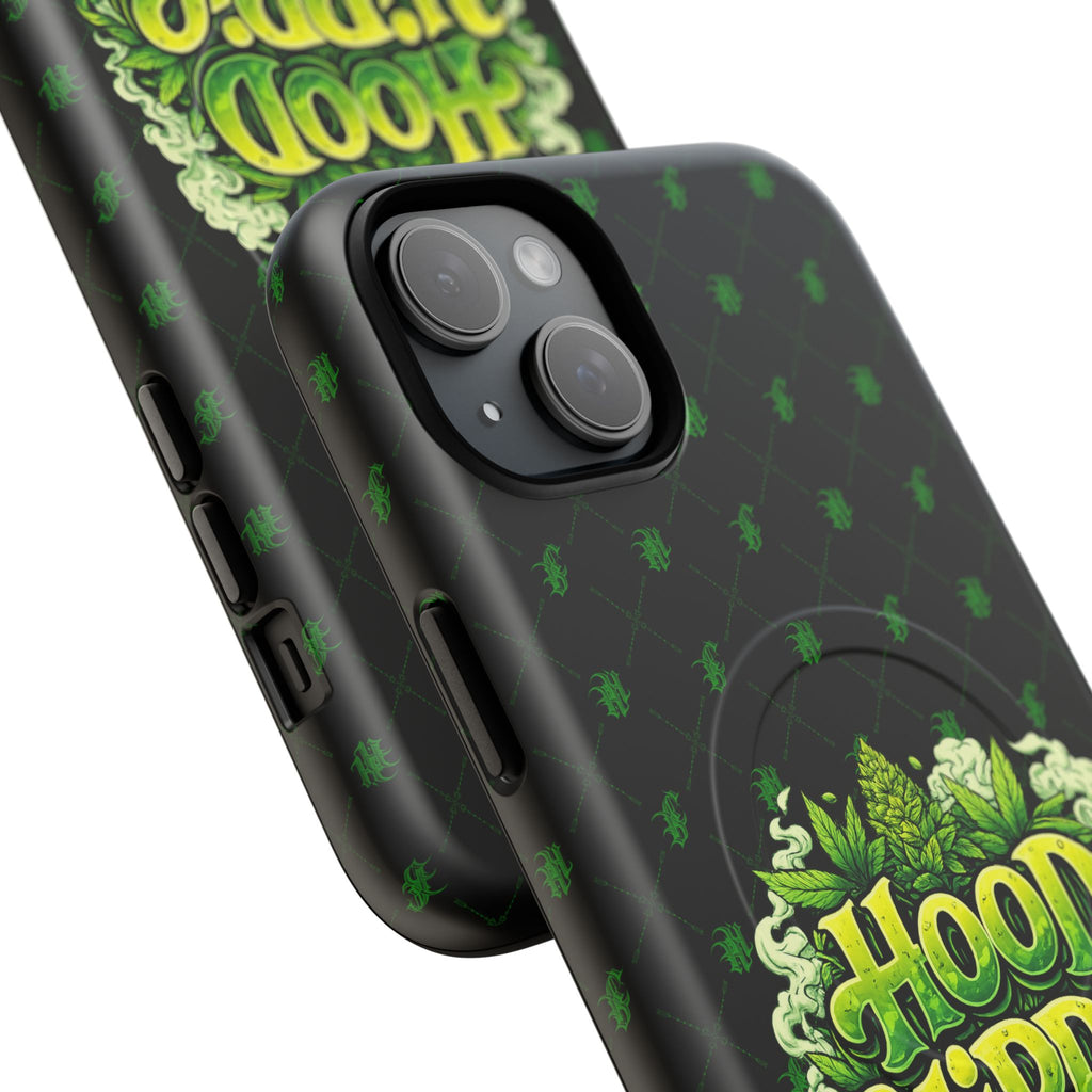 Phone Case — 'Hood Hippie' Magnetic Tough Case with Green Cannabis Design