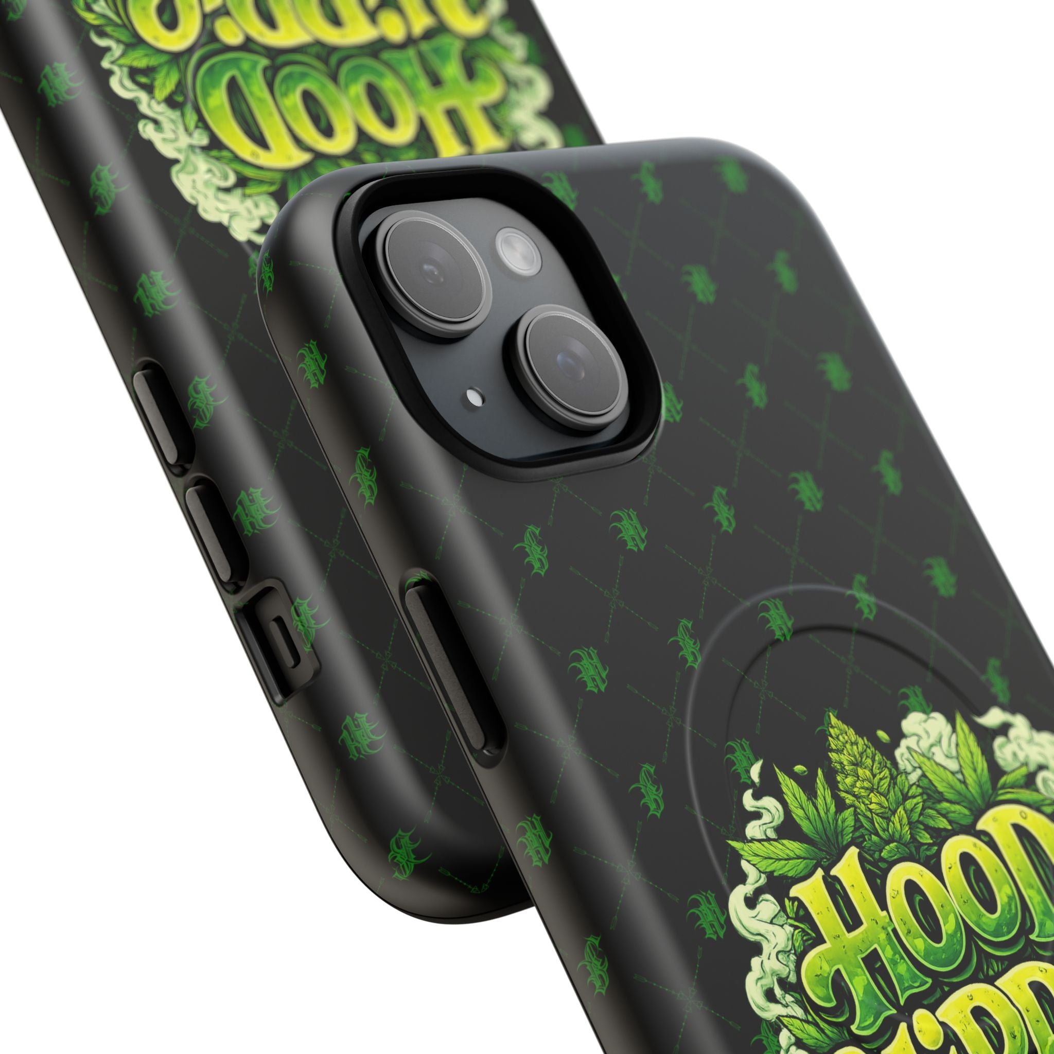 Phone Case — 'Hood Hippie' Magnetic Tough Case with Green Cannabis Design