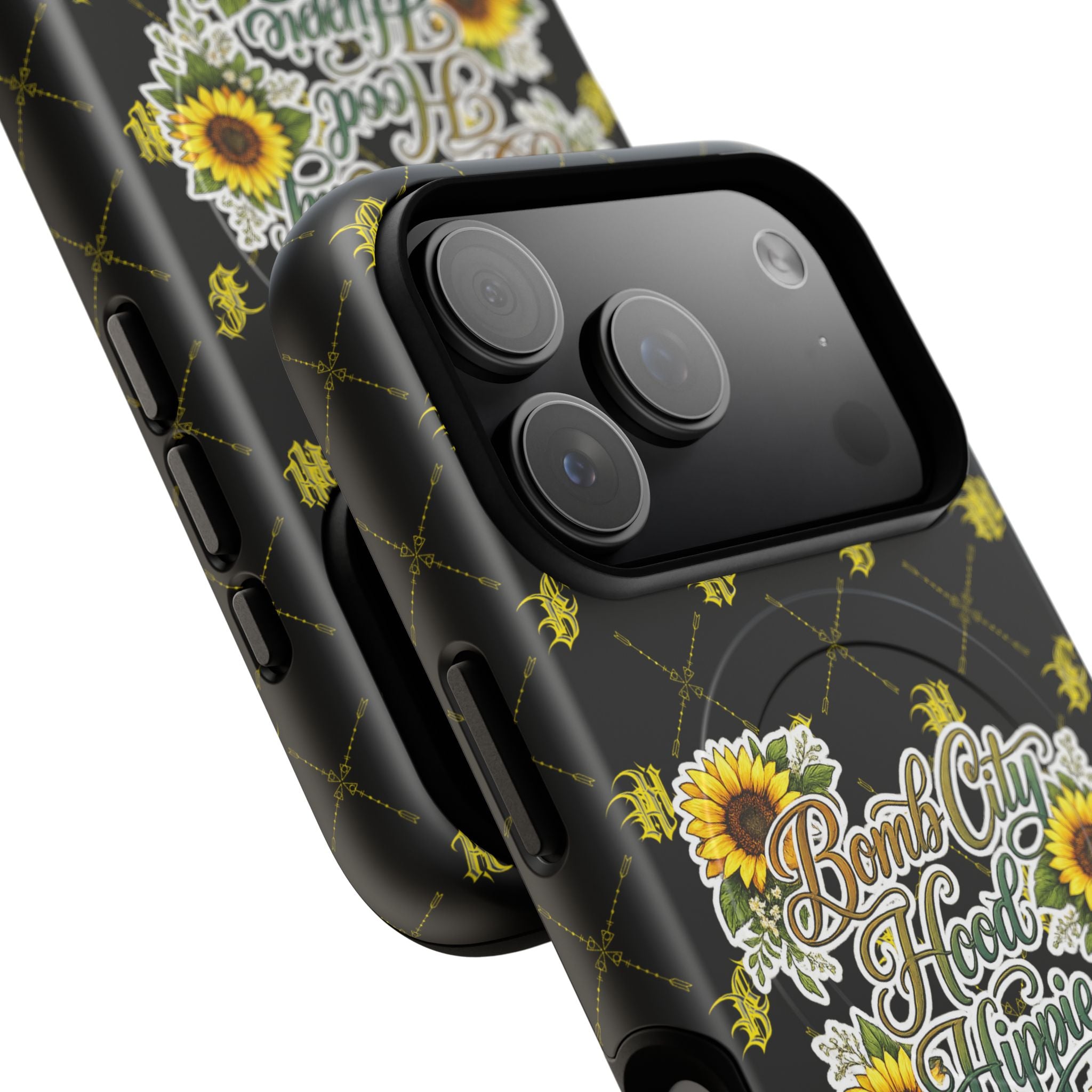 Tough Magnetic Phone Case — "Bomb City Hood Hippie" Sunflower Protective Cover
