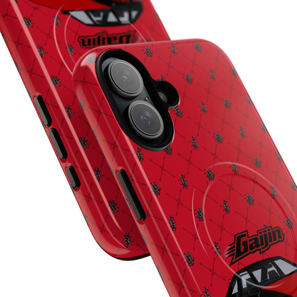 Red JDM Drift Car Magnetic Phone Case — 'Gaijin' Retro Racing Design