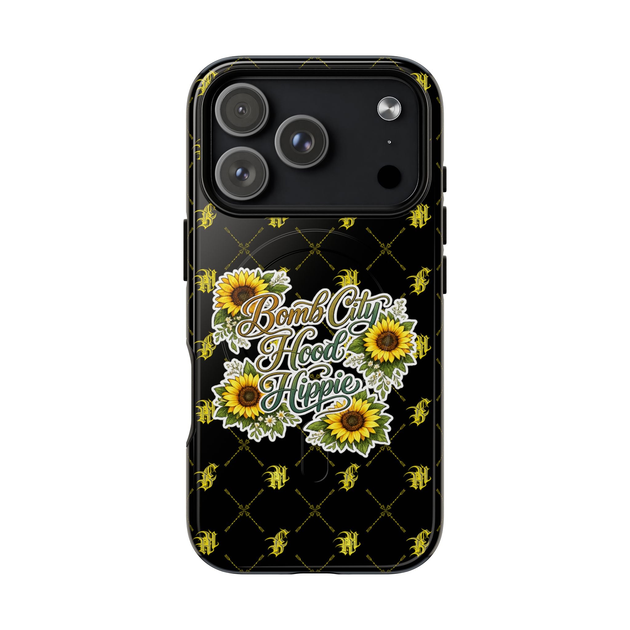 Tough Magnetic Phone Case — "Bomb City Hood Hippie" Sunflower Protective Cover