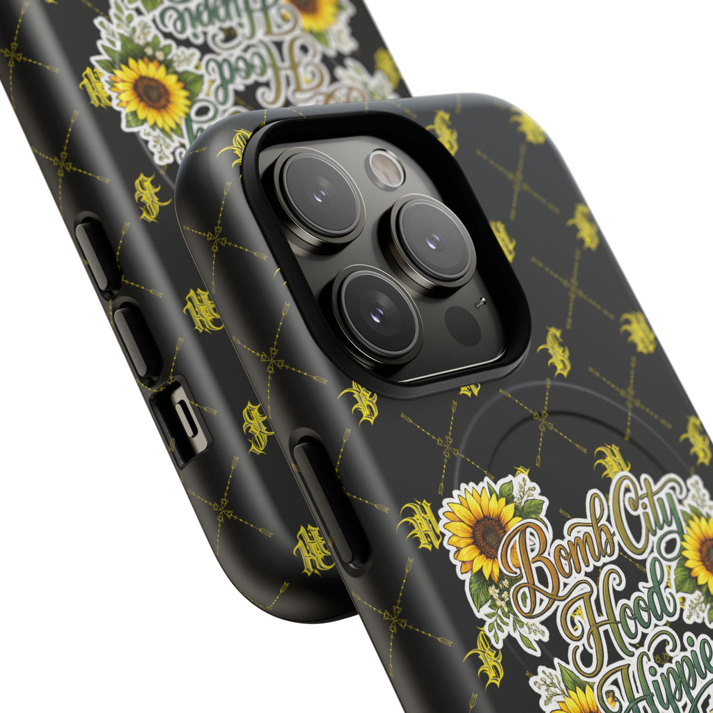 Tough Magnetic Phone Case — "Bomb City Hood Hippie" Sunflower Protective Cover