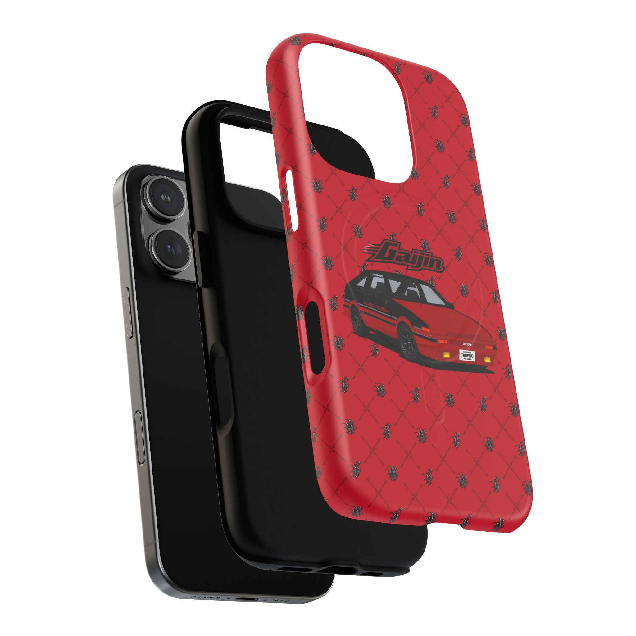 Red Retro Drift Car Tough Magnetic Phone Case — "Gajin" Graphic