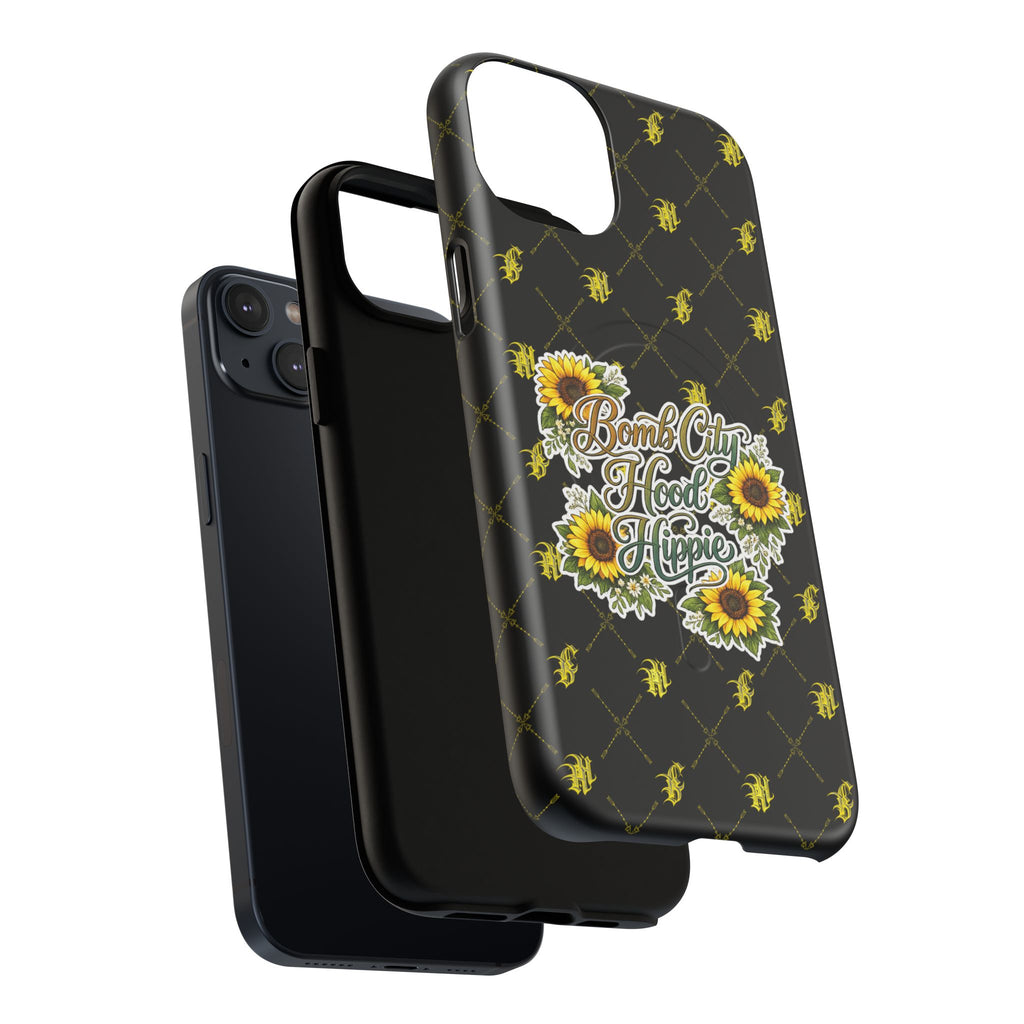 Tough Magnetic Phone Case — "Bomb City Hood Hippie" Sunflower Protective Cover