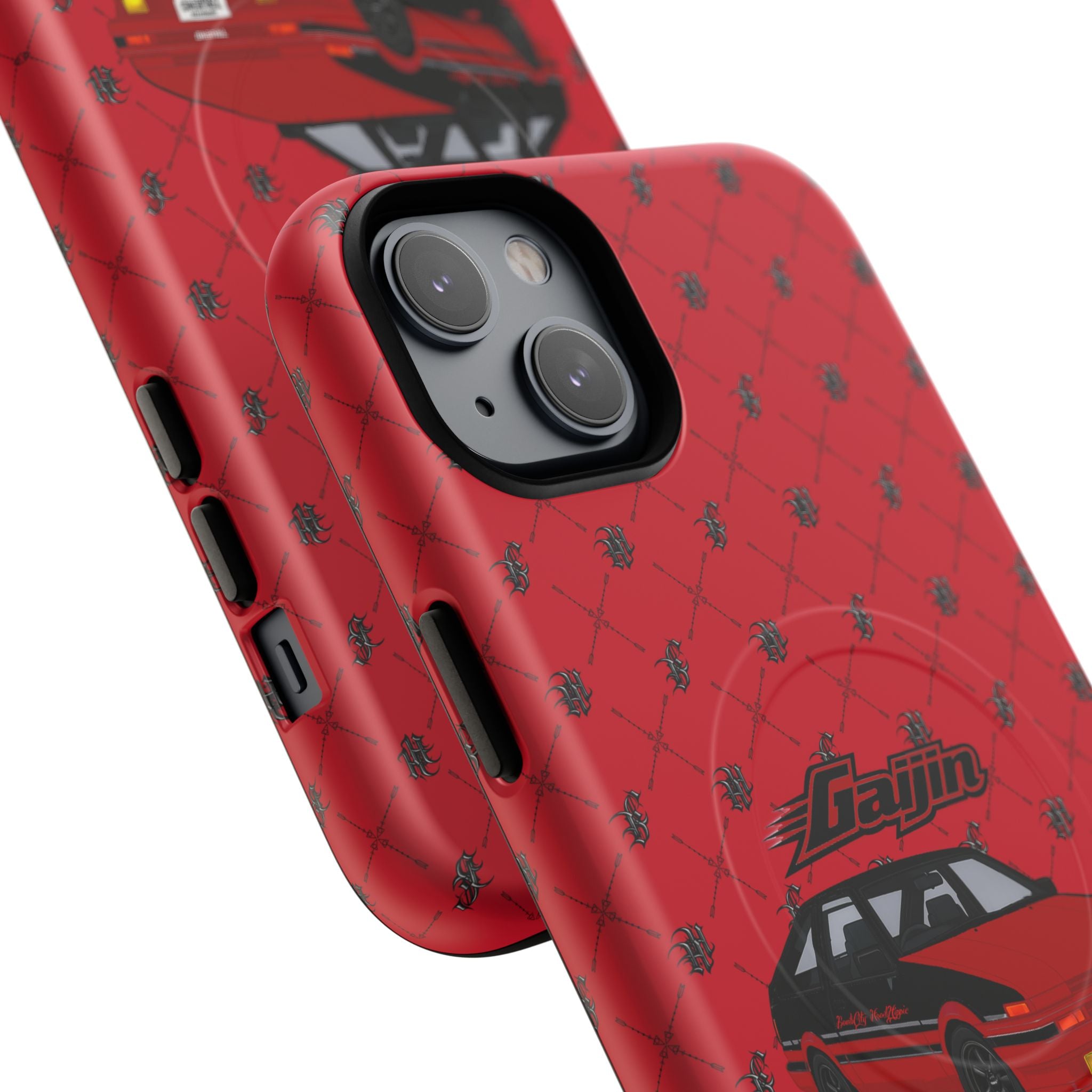 Red Retro Drift Car Tough Magnetic Phone Case — "Gajin" Graphic
