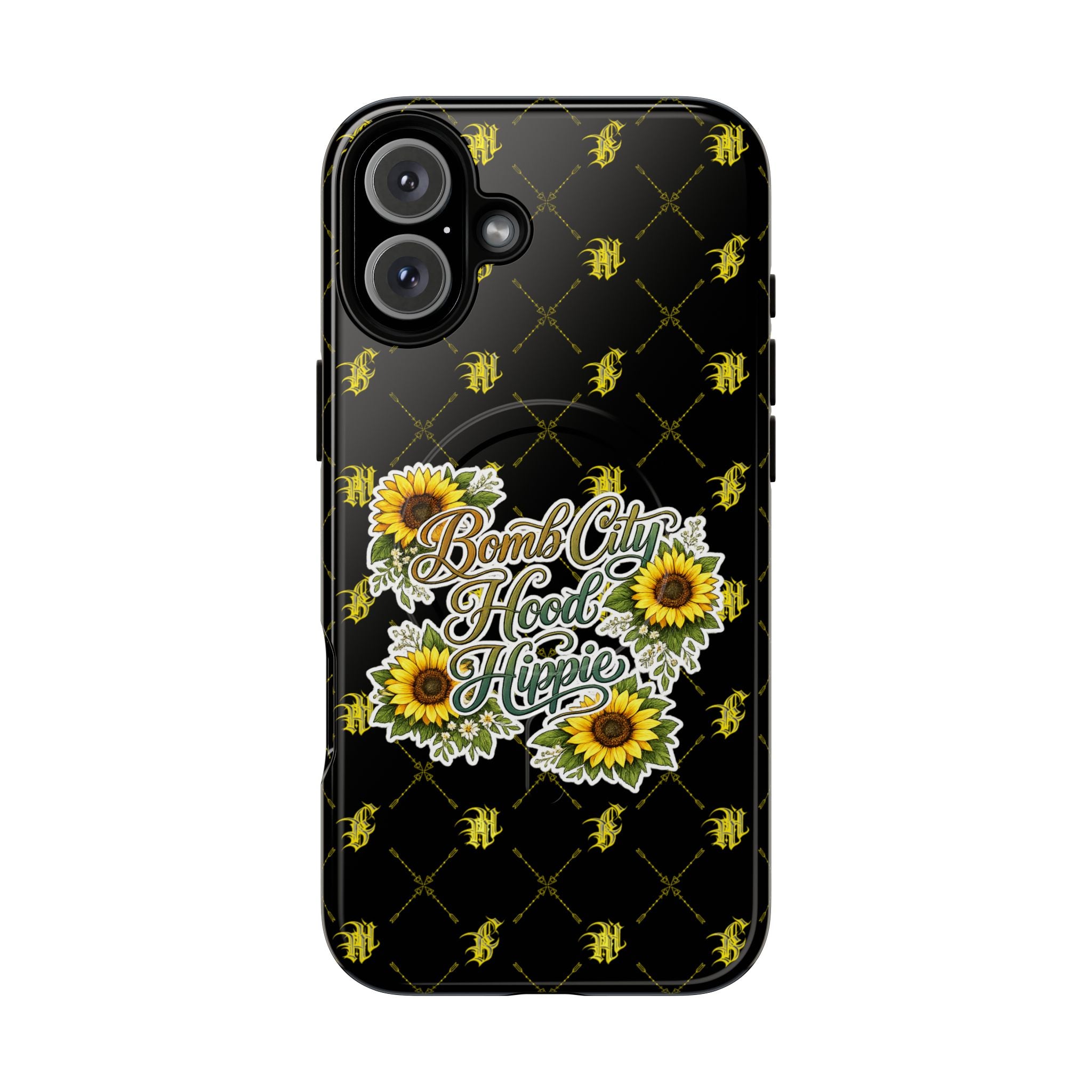 Tough Magnetic Phone Case — "Bomb City Hood Hippie" Sunflower Protective Cover
