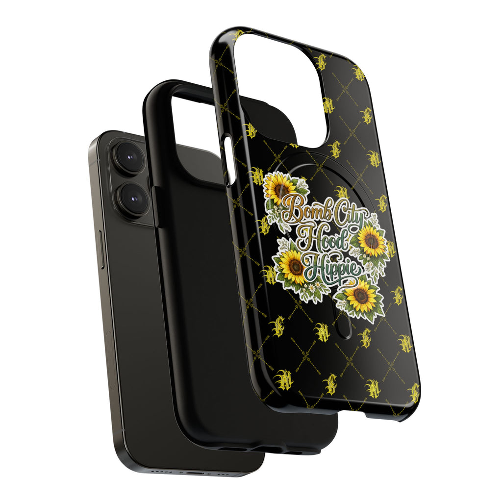 Tough Magnetic Phone Case — "Bomb City Hood Hippie" Sunflower Protective Cover