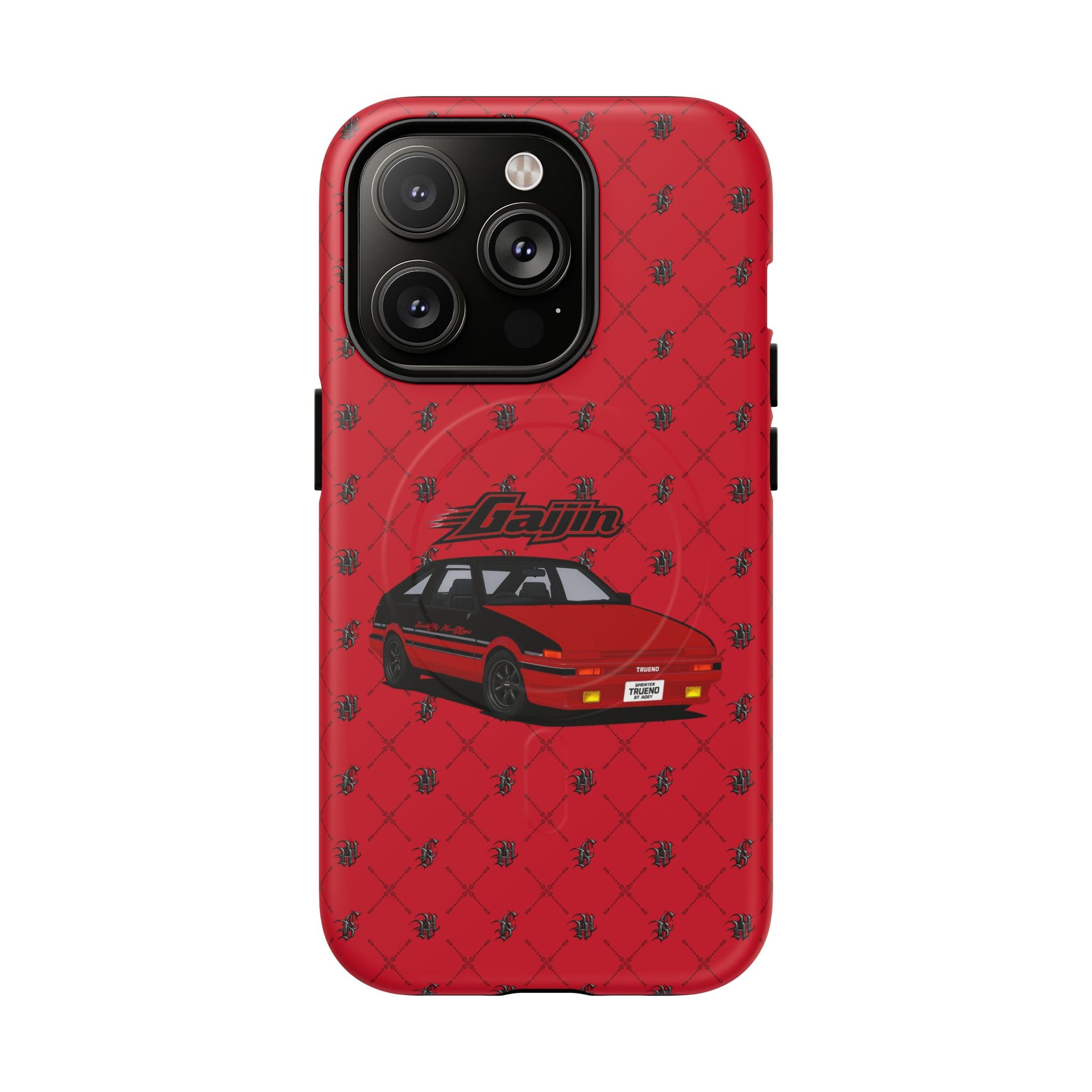 Red Retro Drift Car Tough Magnetic Phone Case — "Gajin" Graphic