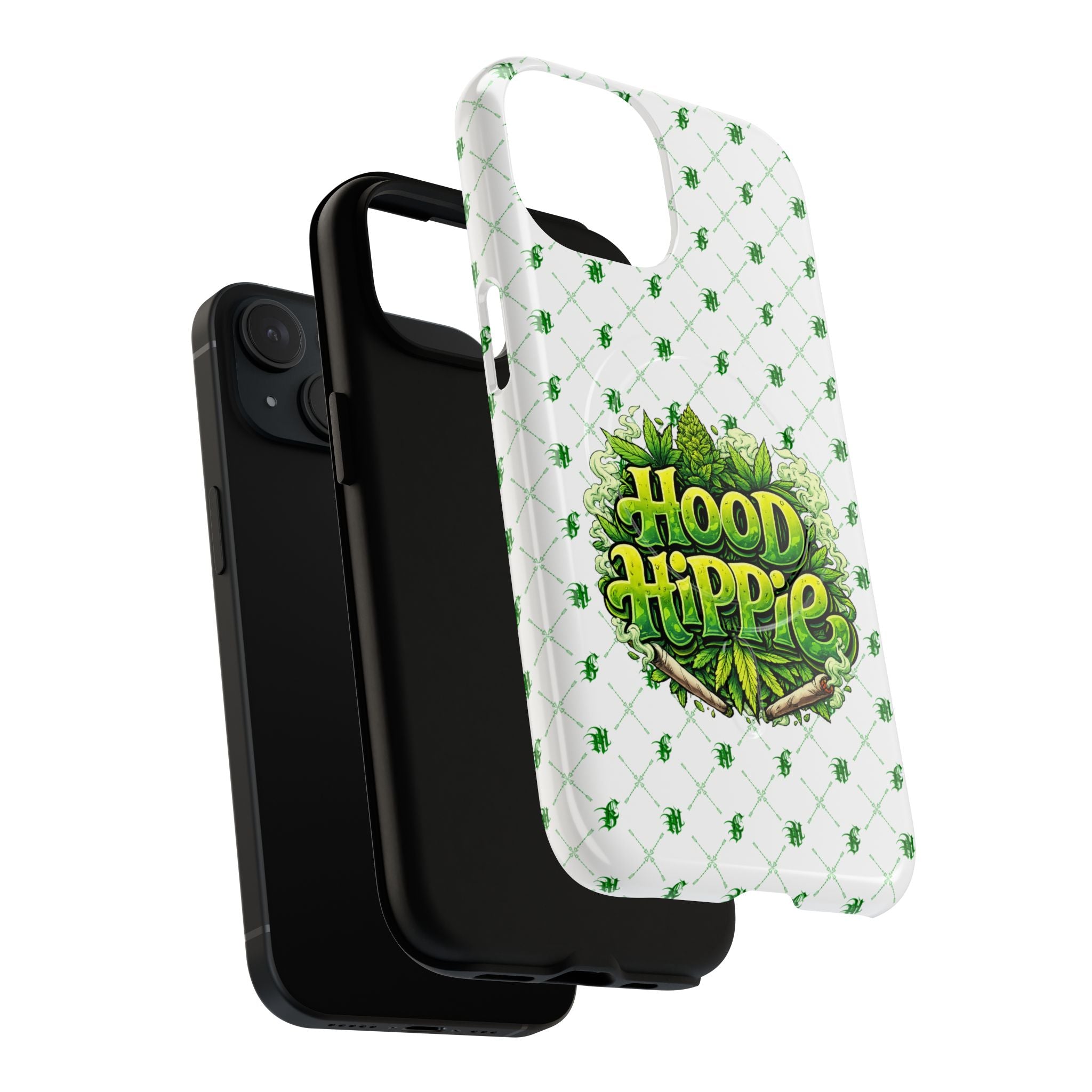 Hood Hippie Tough Magnetic Phone Case — Green Leaf Stash Design