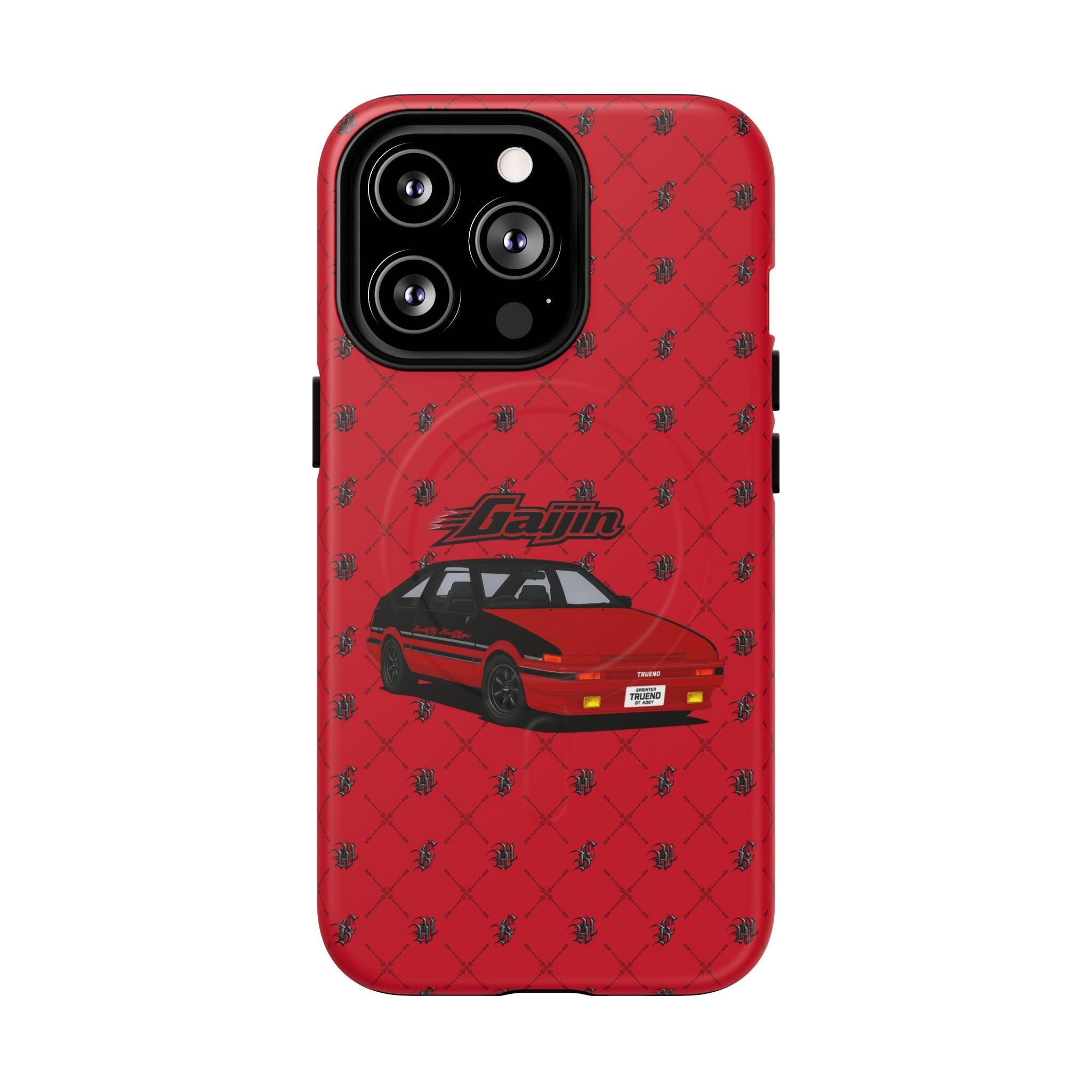 Red Retro Drift Car Tough Magnetic Phone Case — "Gajin" Graphic