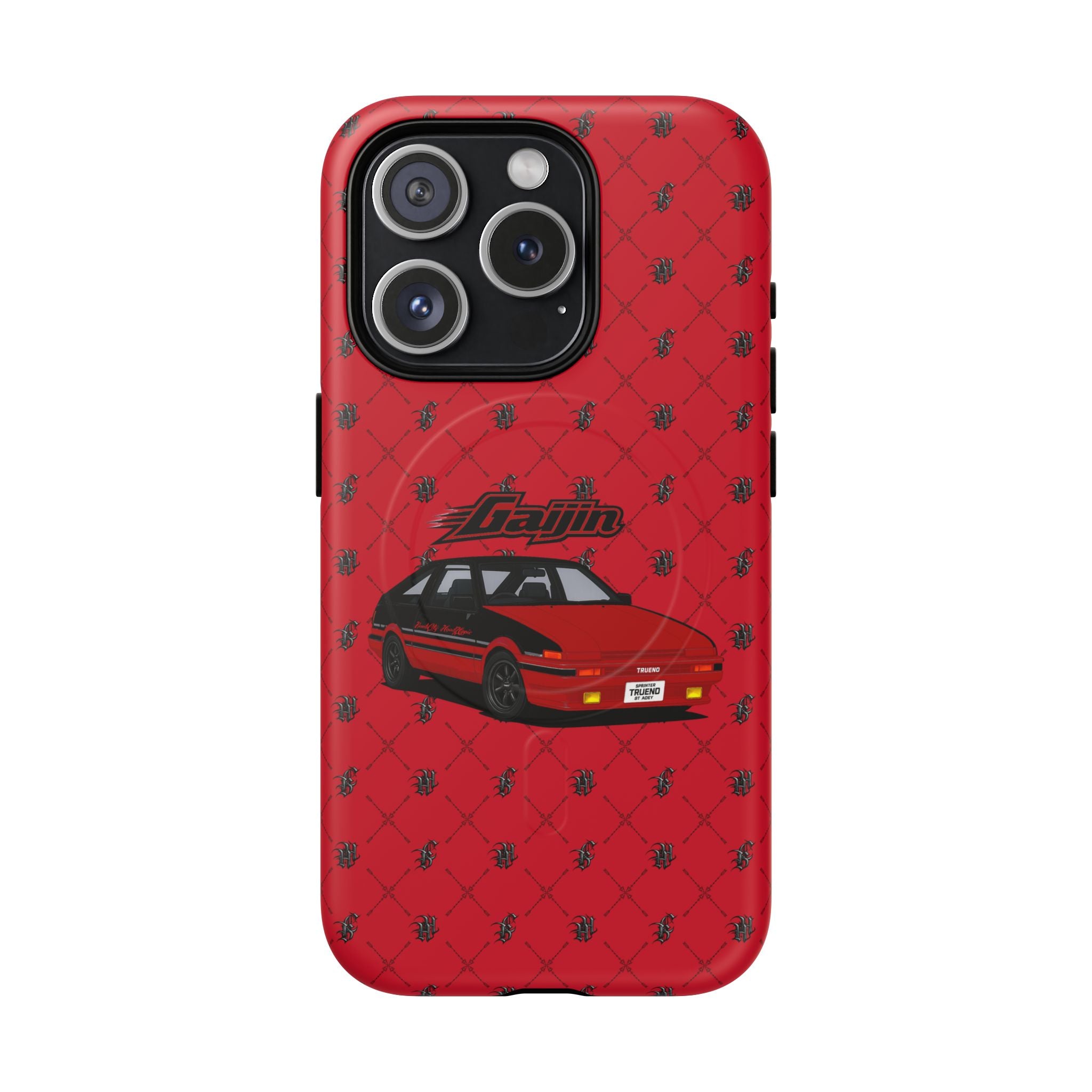 Red Retro Drift Car Tough Magnetic Phone Case — "Gajin" Graphic