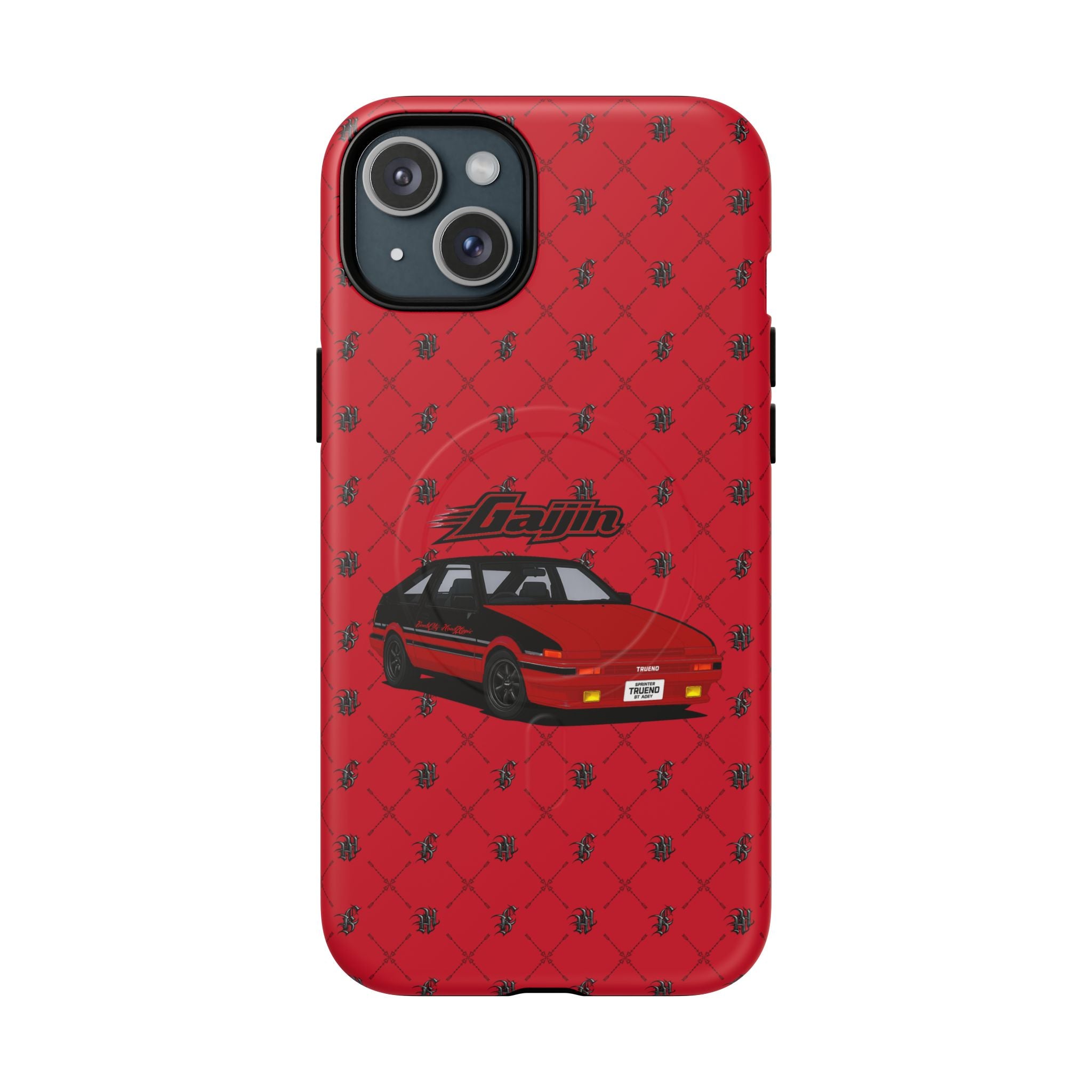 Red Retro Drift Car Tough Magnetic Phone Case — "Gajin" Graphic