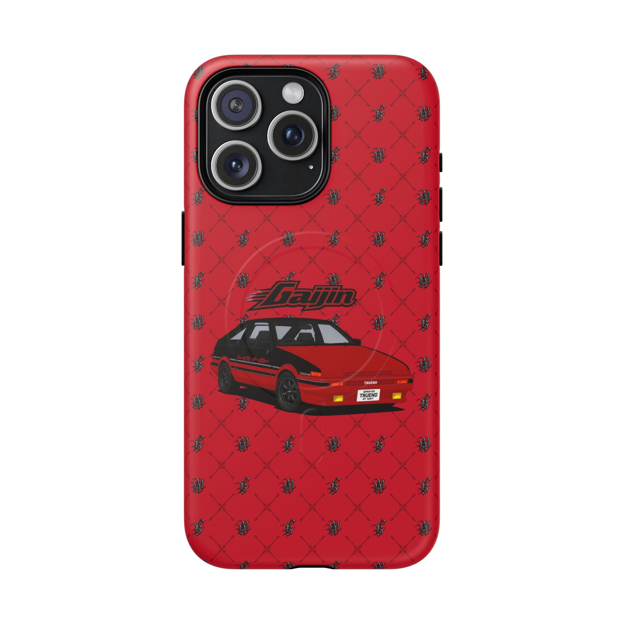 Red Retro Drift Car Tough Magnetic Phone Case — "Gajin" Graphic