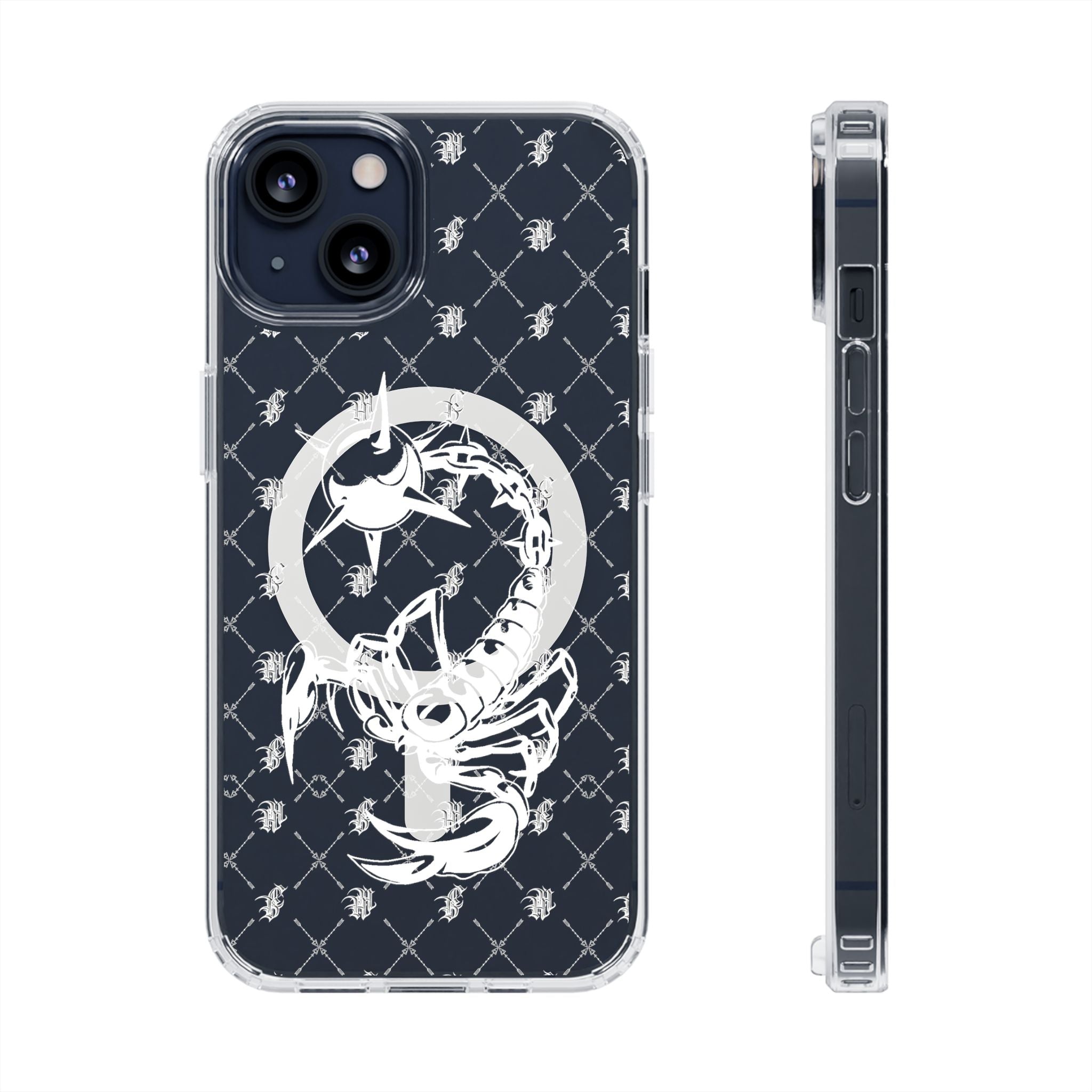 Clear Impact Phone Case — White Floral Venus Symbol (Magnetic, Shockproof)