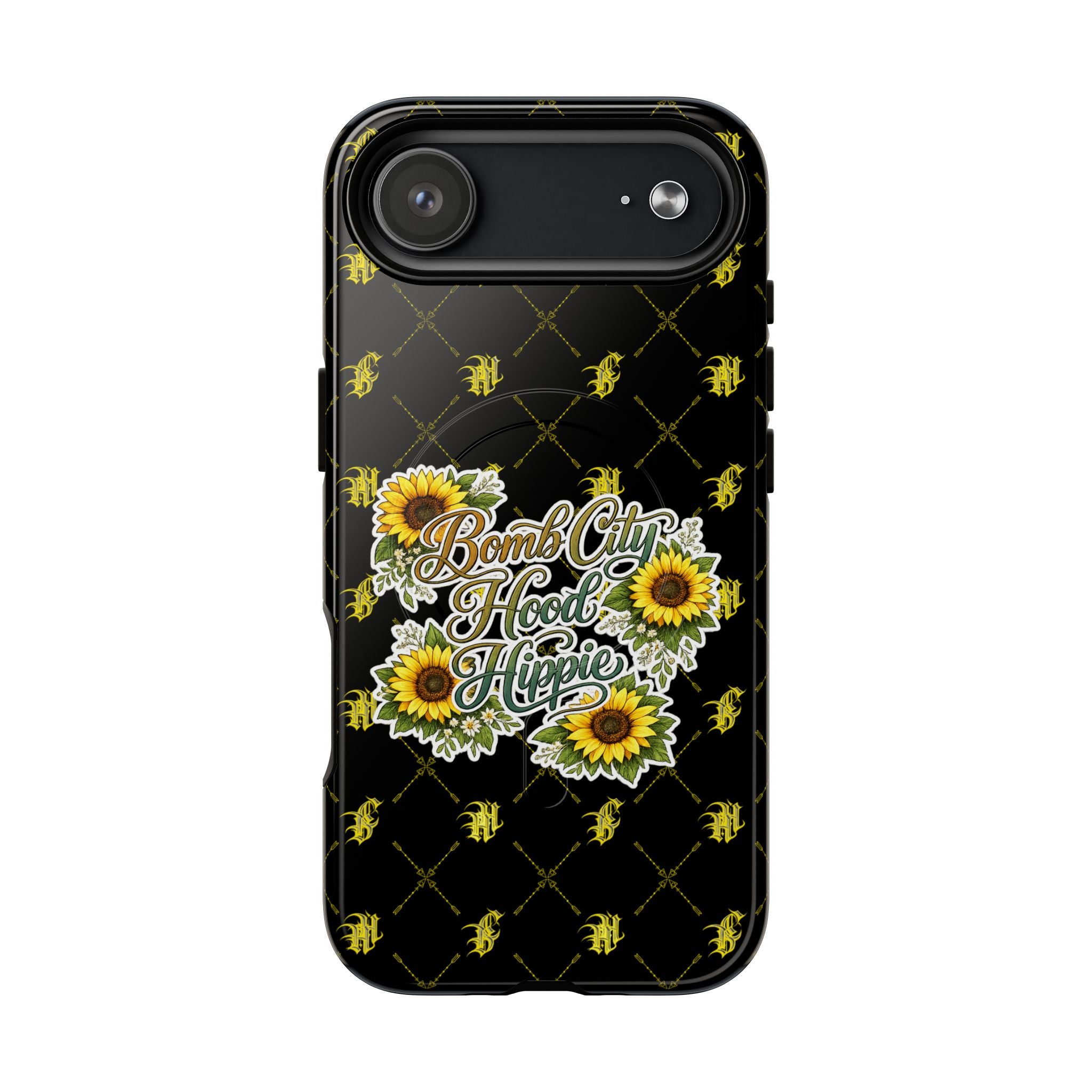 Tough Magnetic Phone Case — "Bomb City Hood Hippie" Sunflower Protective Cover