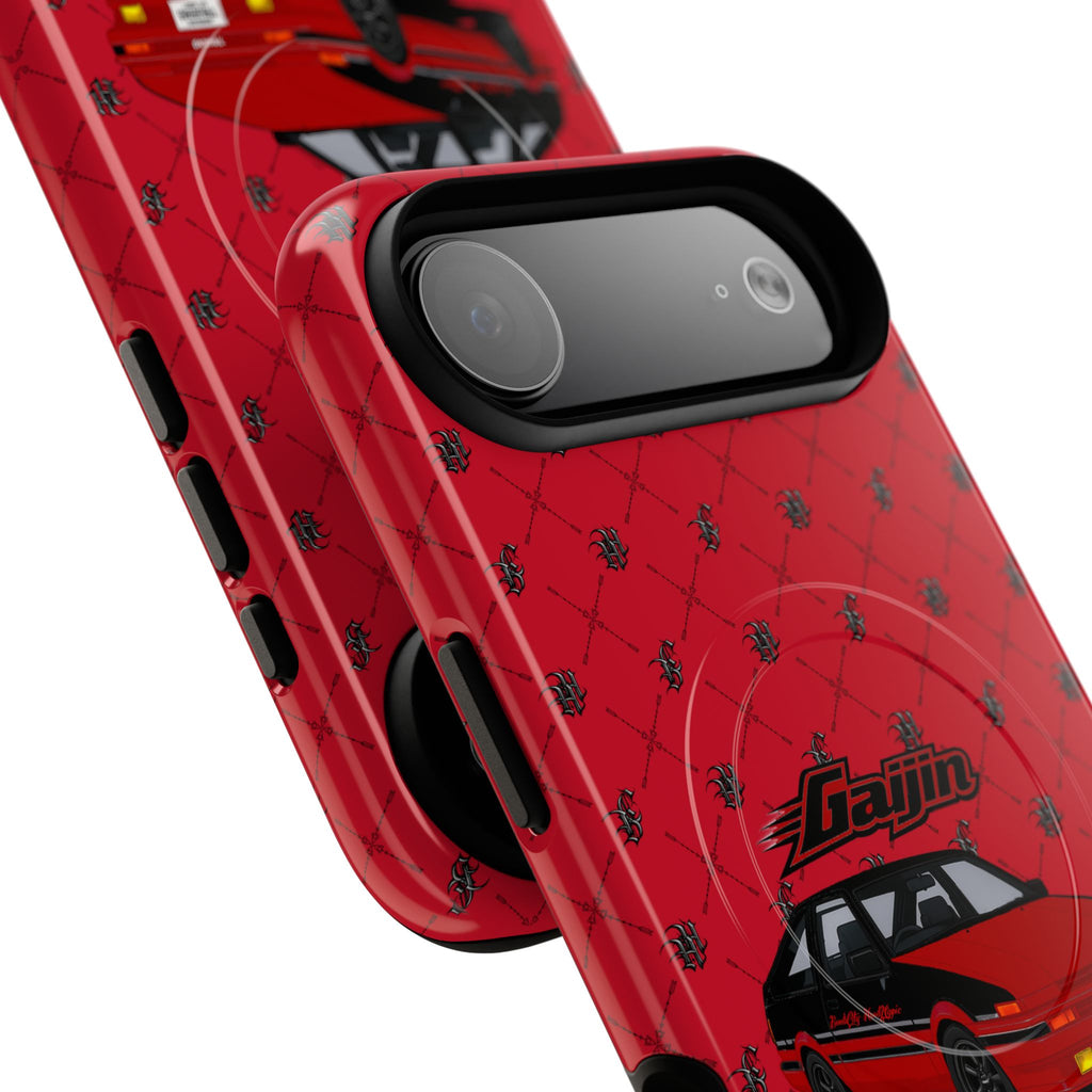 Red Retro Drift Car Tough Magnetic Phone Case — "Gajin" Graphic