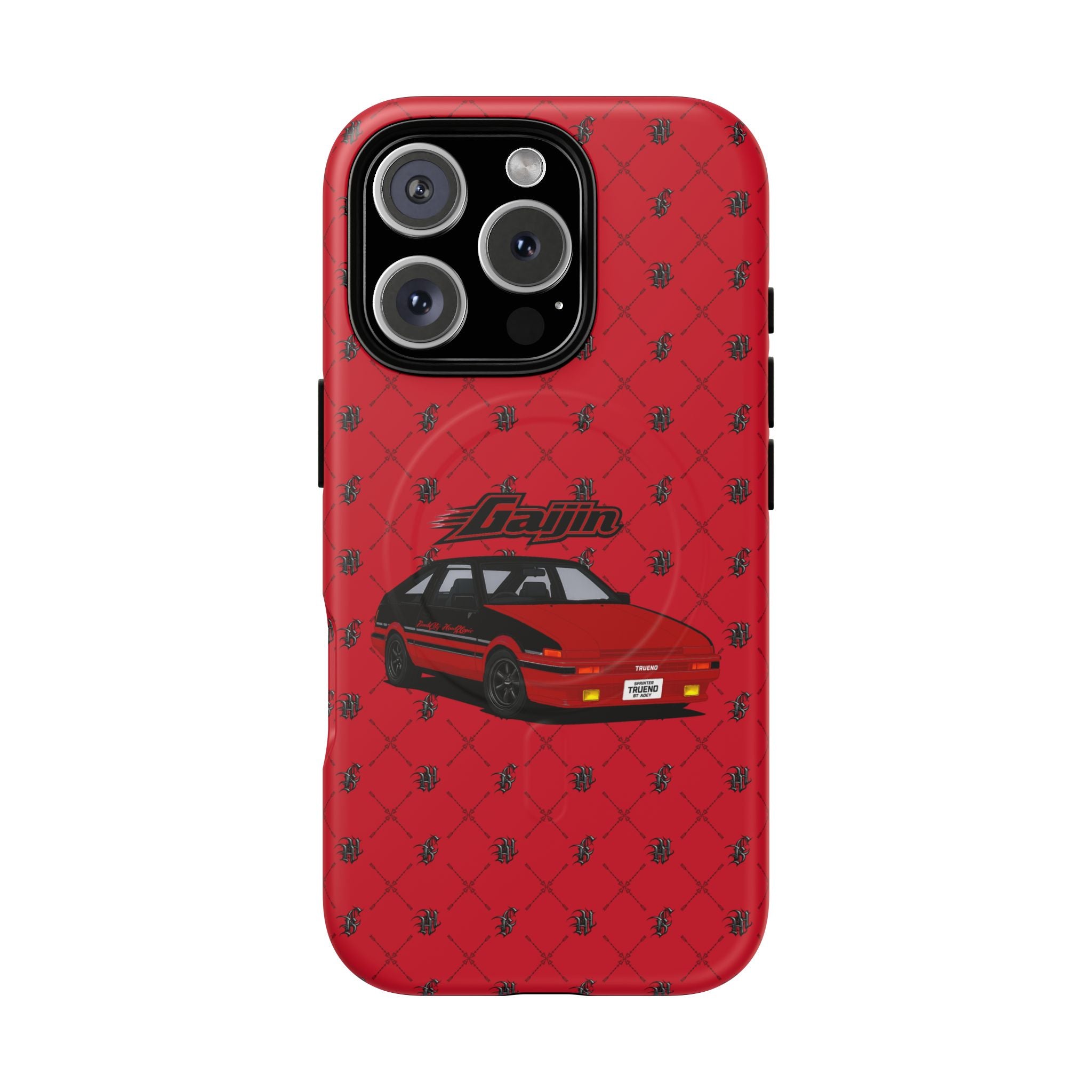 Red Retro Drift Car Tough Magnetic Phone Case — "Gajin" Graphic