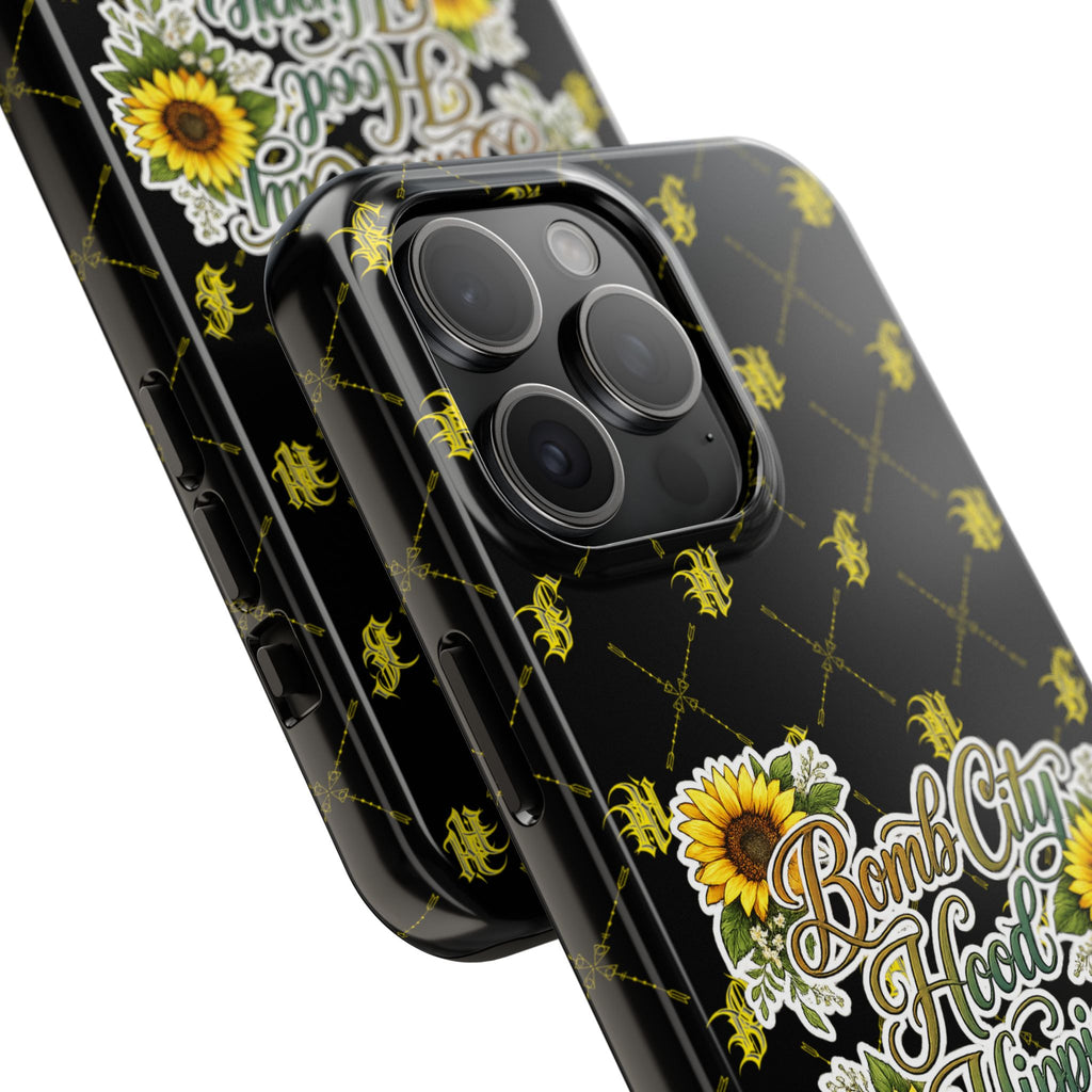 Tough Phone Case — "Bomb City Hood Hippie" Sunflower Protective Phone Cover