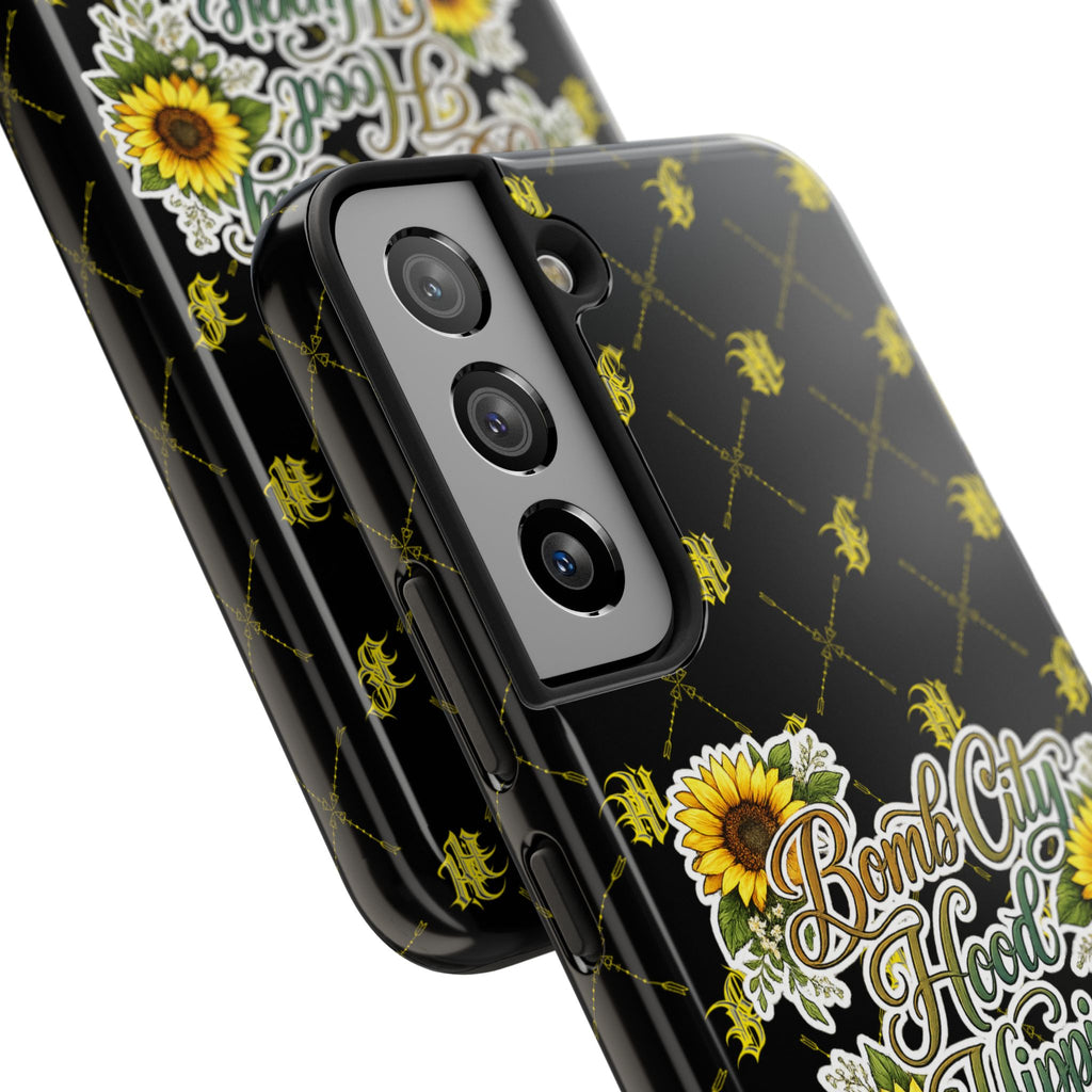 Tough Phone Case — "Bomb City Hood Hippie" Sunflower Protective Phone Cover