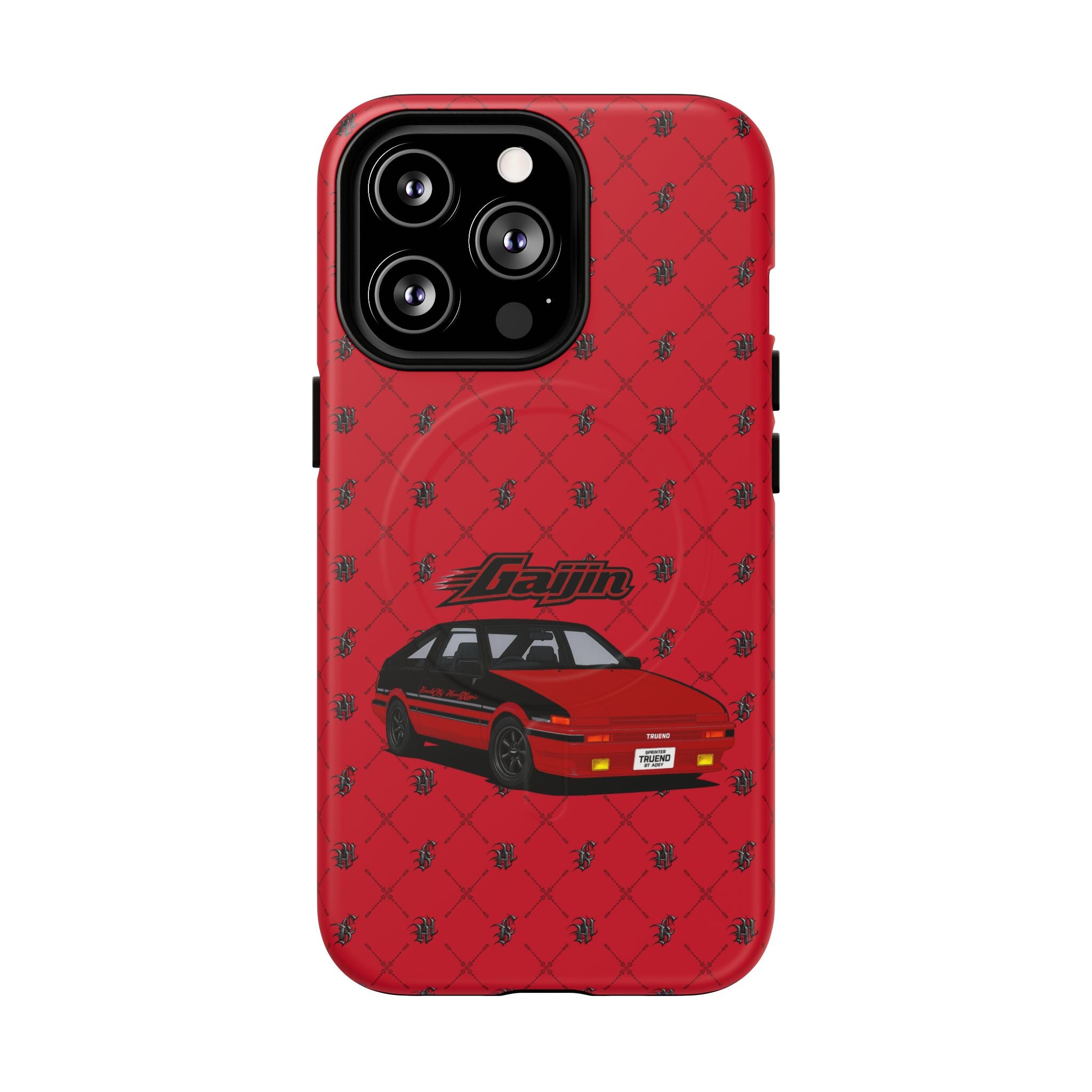 Red JDM Drift Car Magnetic Phone Case — 'Gaijin' Retro Racing Design