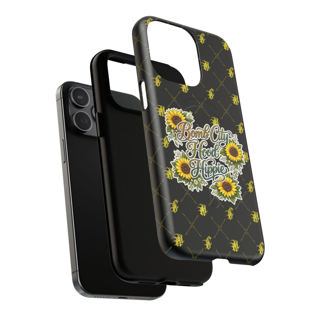 Tough Magnetic Phone Case — "Bomb City Hood Hippie" Sunflower Protective Cover