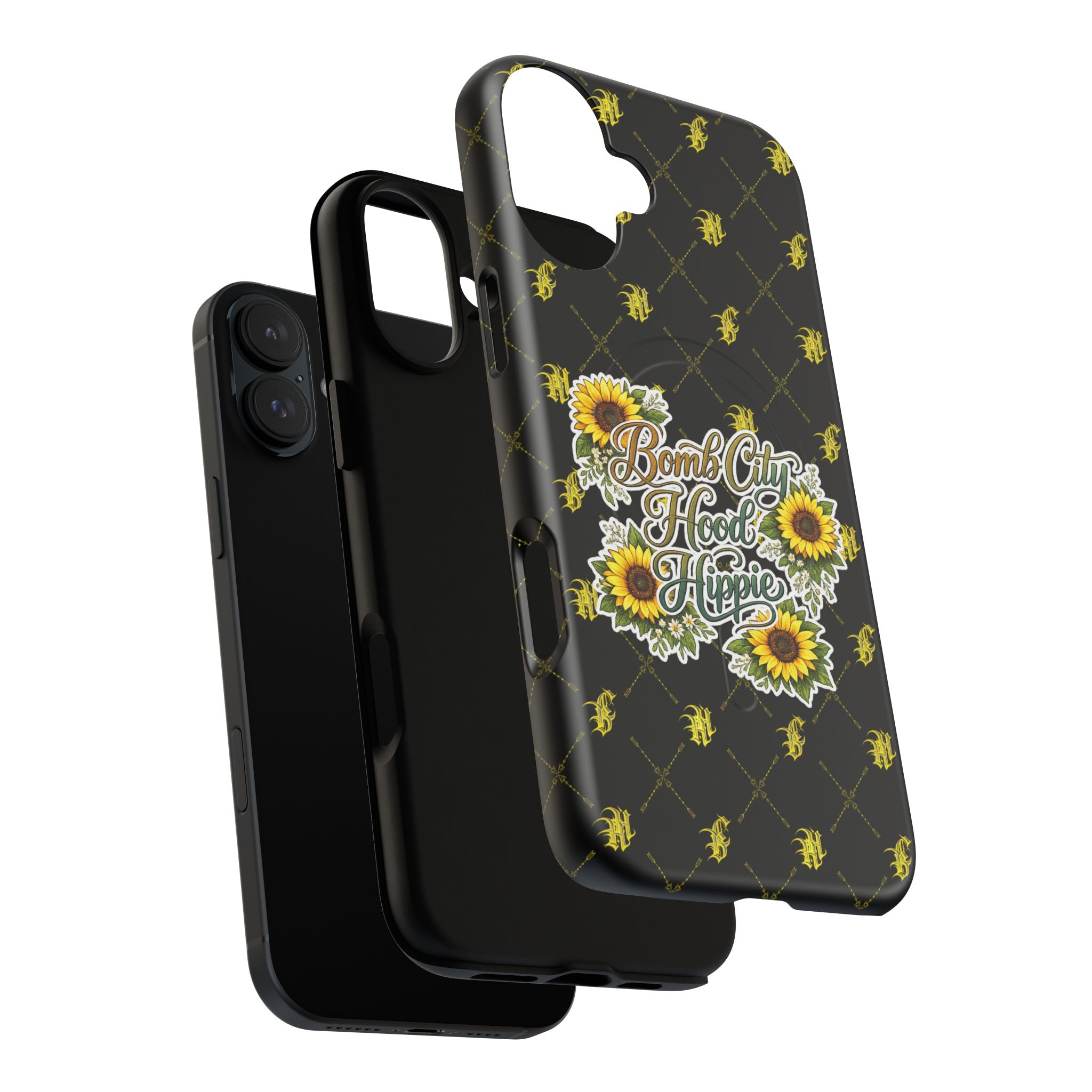 Tough Magnetic Phone Case — "Bomb City Hood Hippie" Sunflower Protective Cover