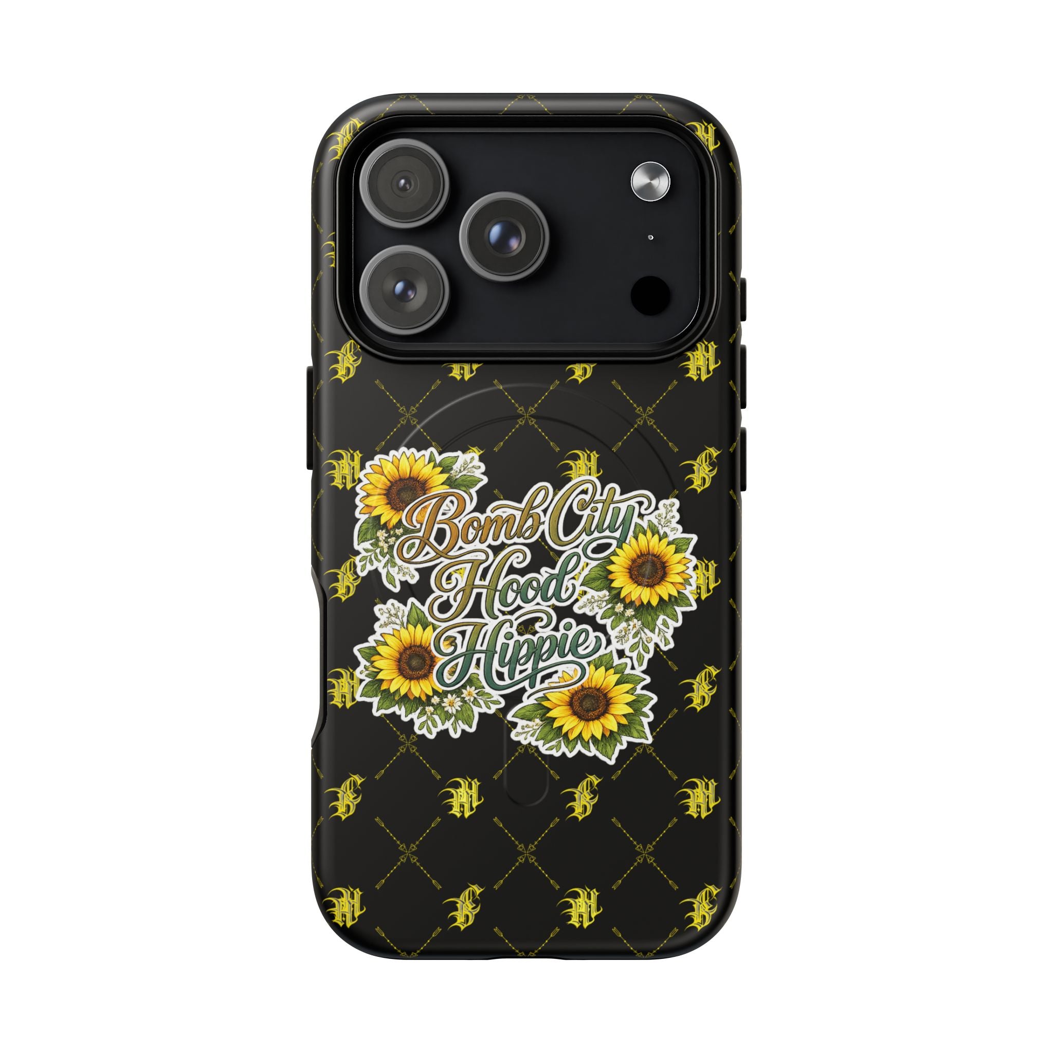 Tough Magnetic Phone Case — "Bomb City Hood Hippie" Sunflower Protective Cover
