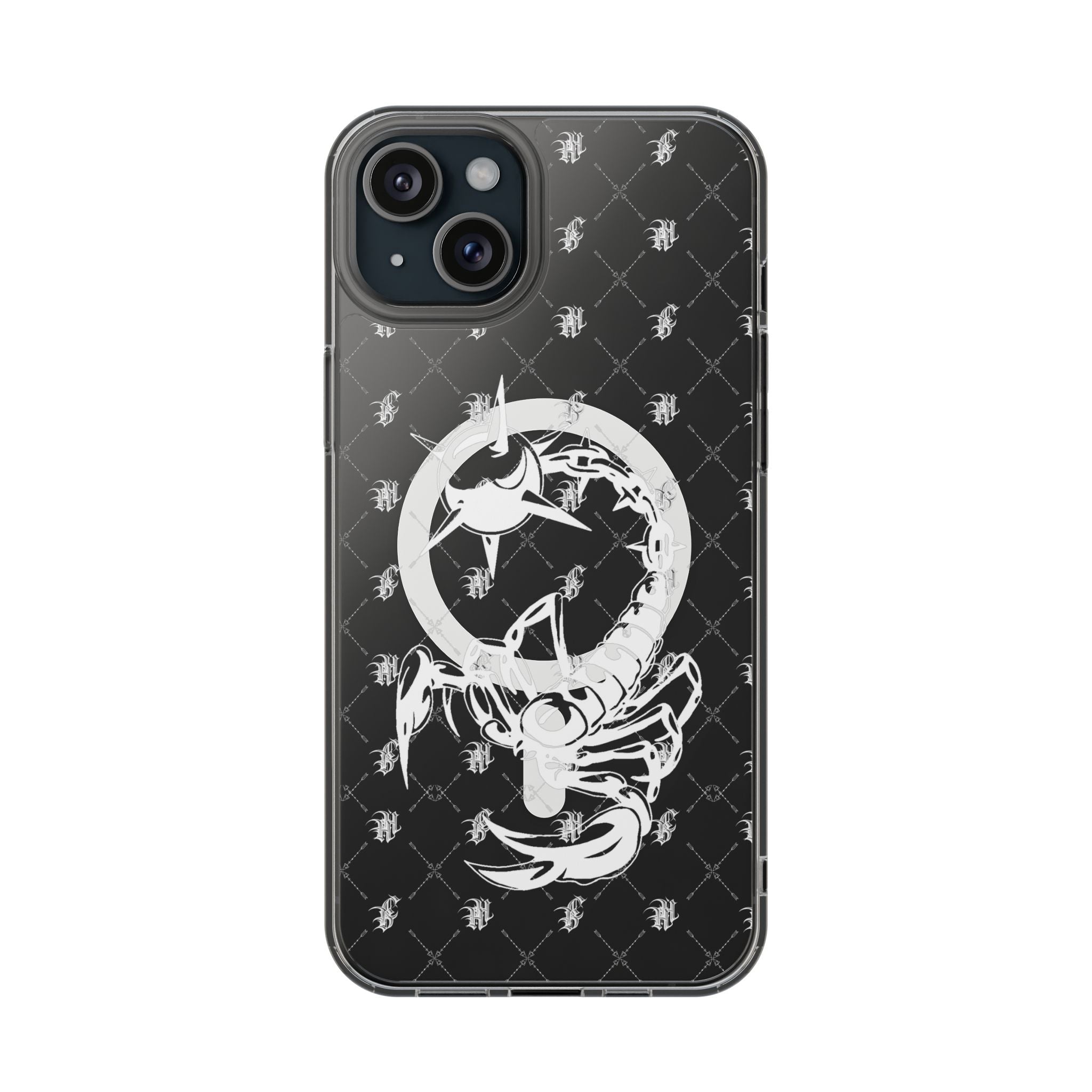 Clear Impact Phone Case — White Floral Venus Symbol (Magnetic, Shockproof)