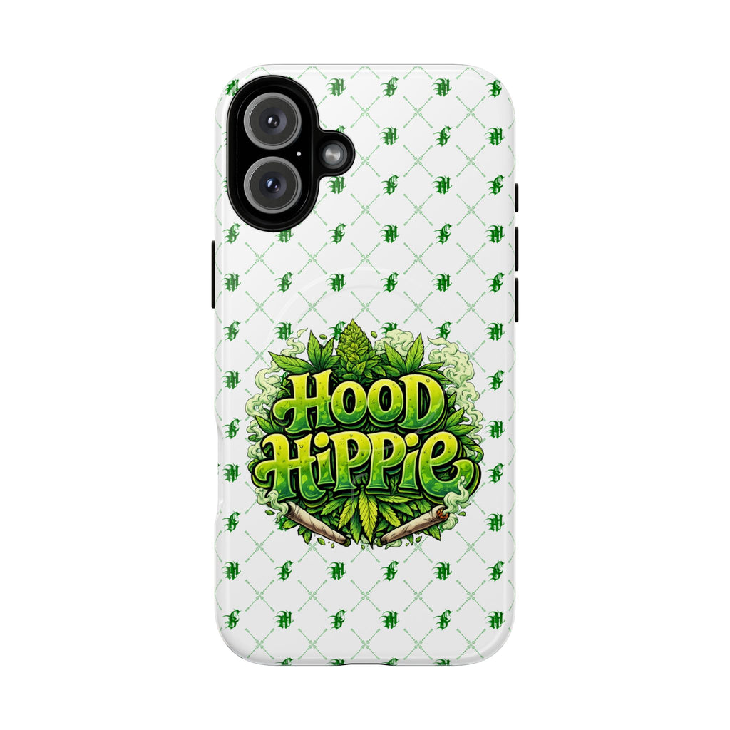 Hood Hippie Tough Magnetic Phone Case — Green Leaf Stash Design