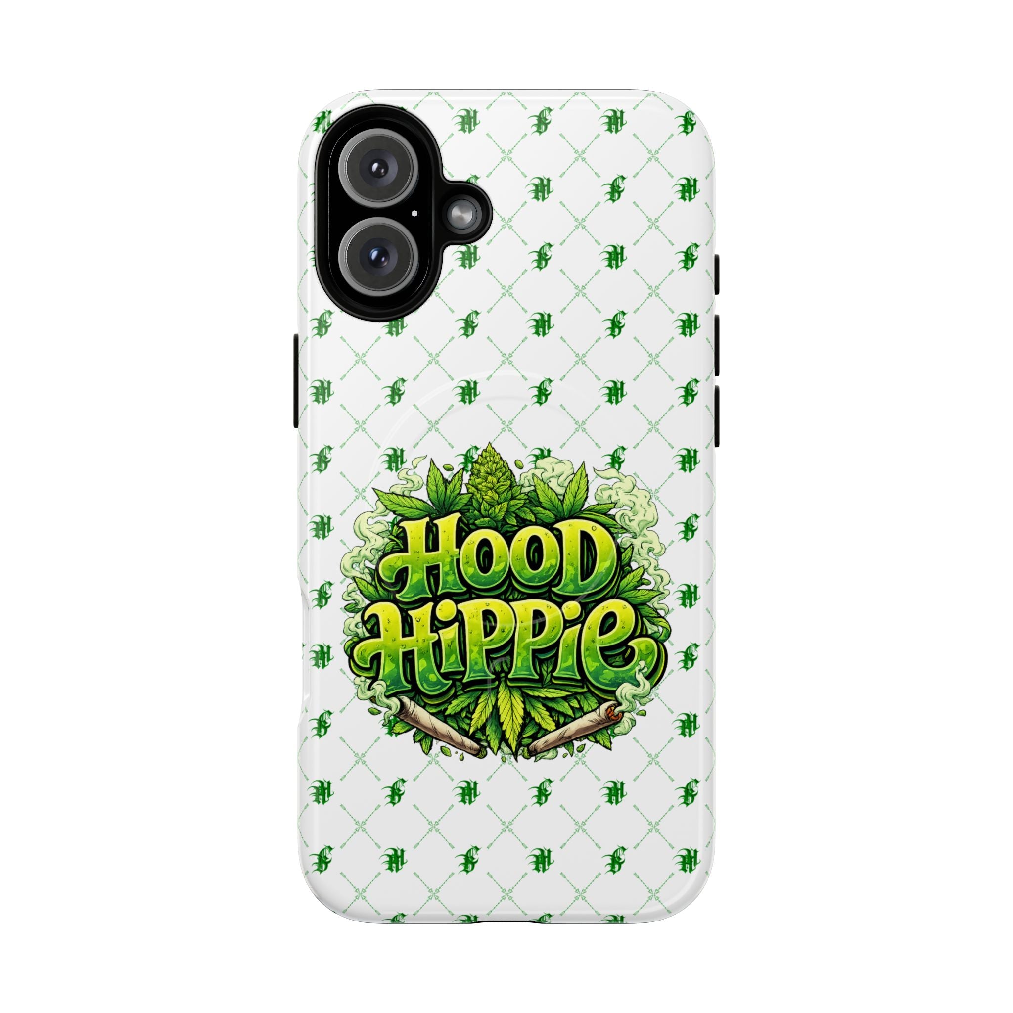 Hood Hippie Tough Magnetic Phone Case — Green Leaf Stash Design