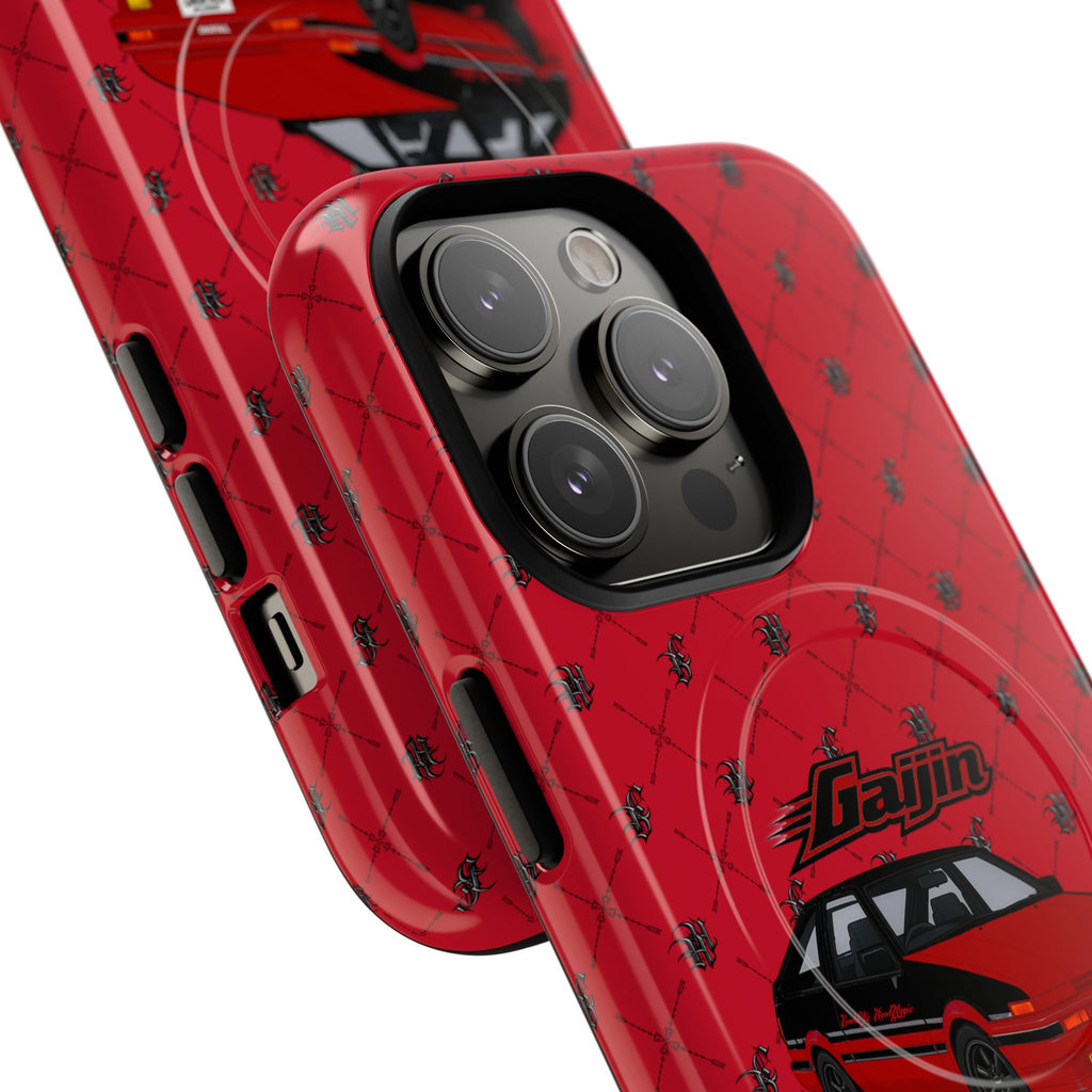 Red Retro Drift Car Tough Magnetic Phone Case — "Gajin" Graphic