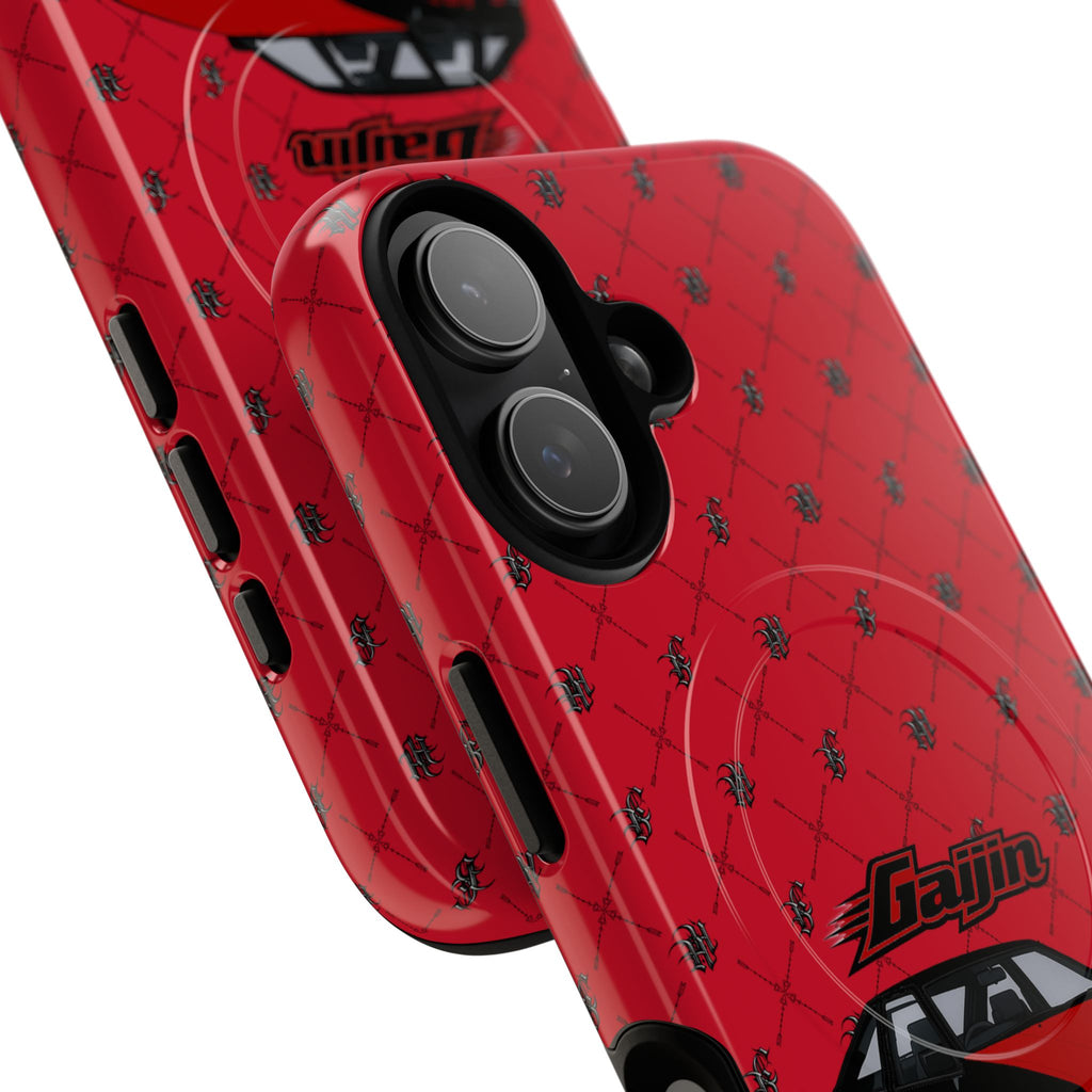 Red JDM Drift Car Magnetic Phone Case — 'Gaijin' Retro Racing Design