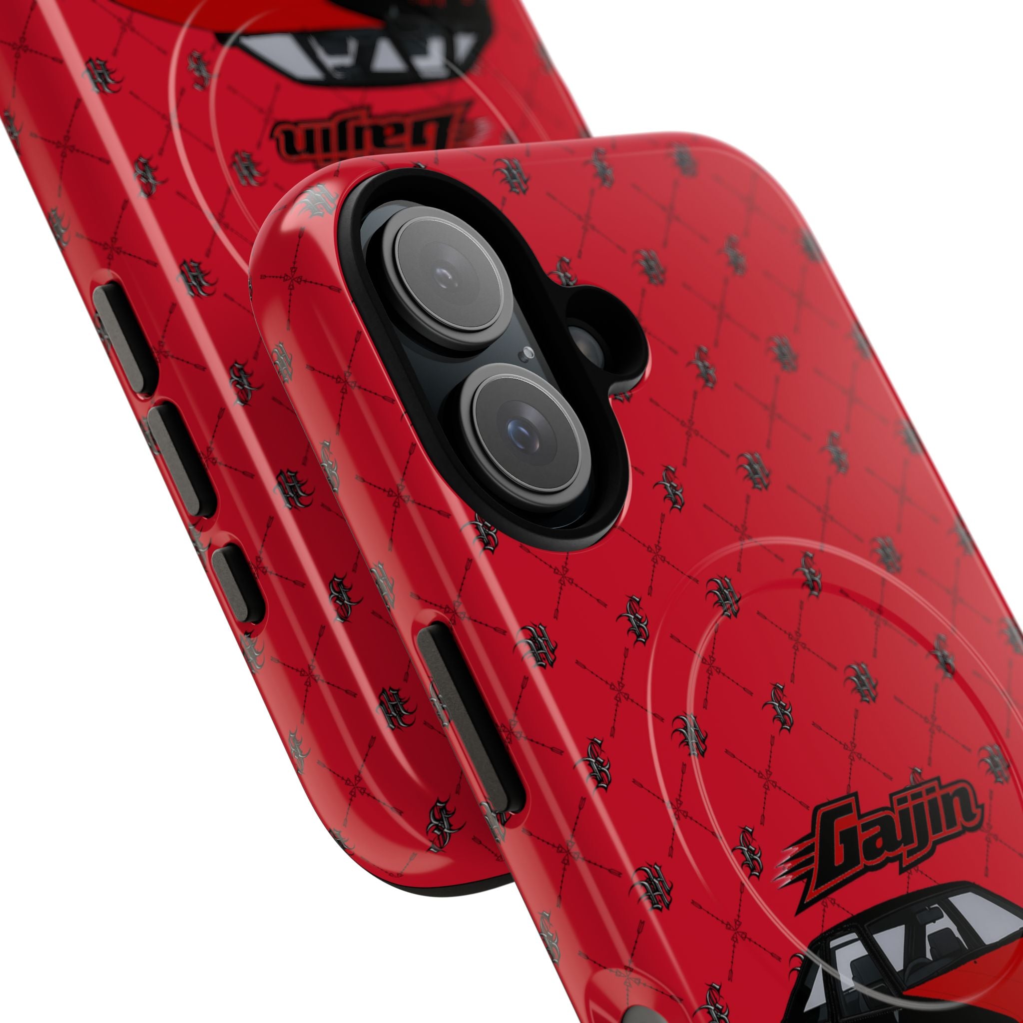 Red JDM Drift Car Magnetic Phone Case — 'Gaijin' Retro Racing Design