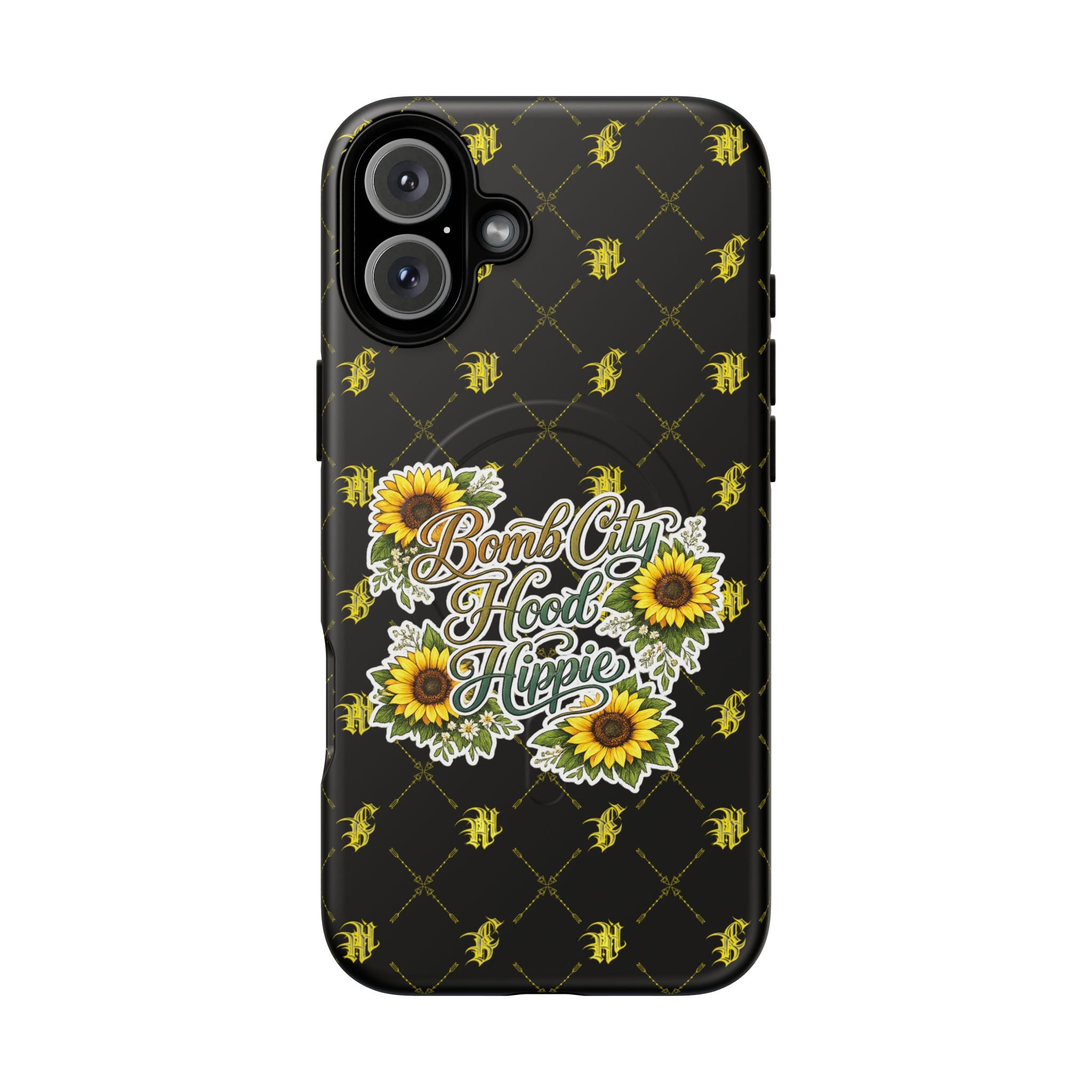 Tough Magnetic Phone Case — "Bomb City Hood Hippie" Sunflower Protective Cover